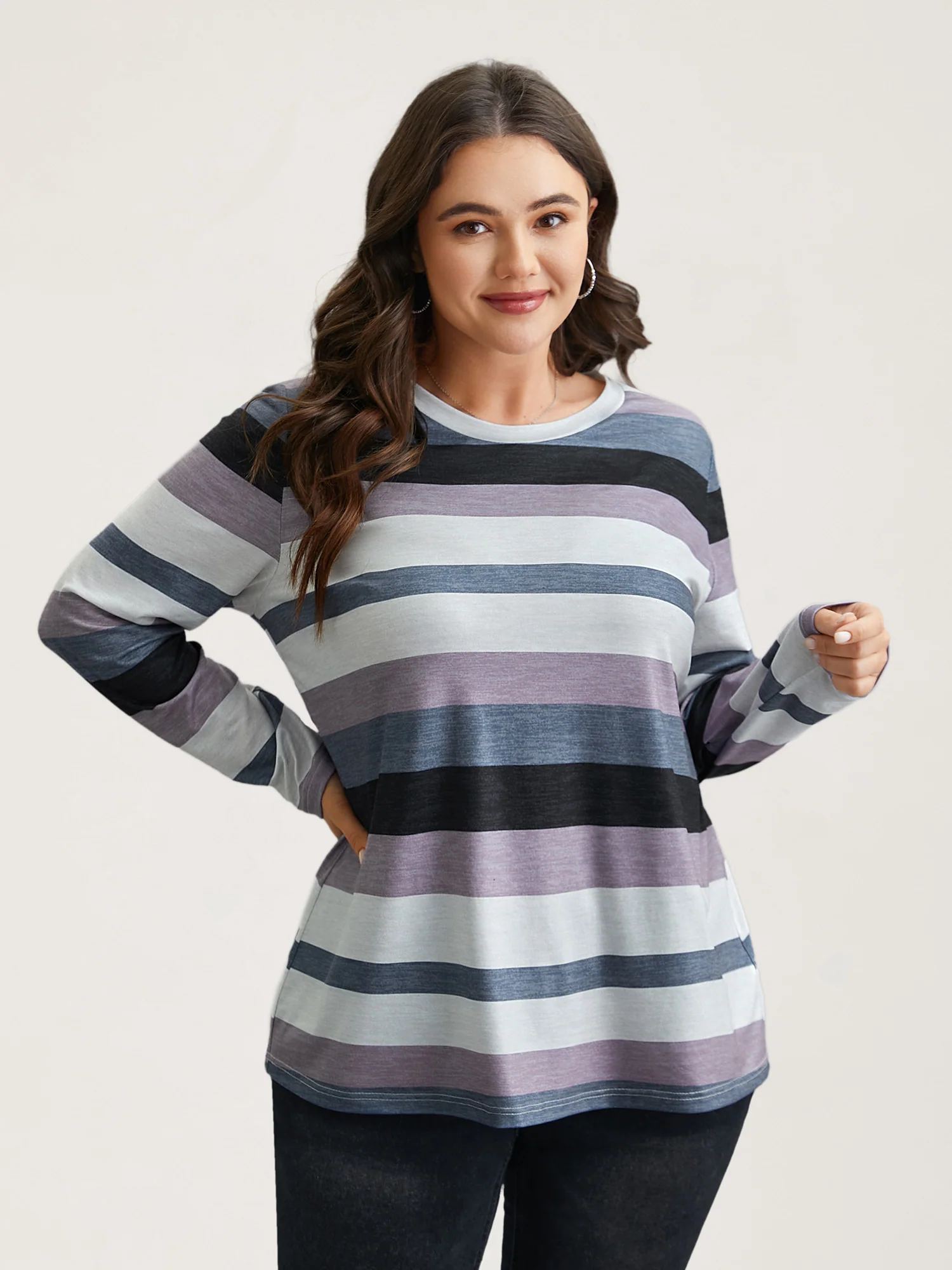 Multi-Color Stripes Stretchy T-Shirt - Image 2