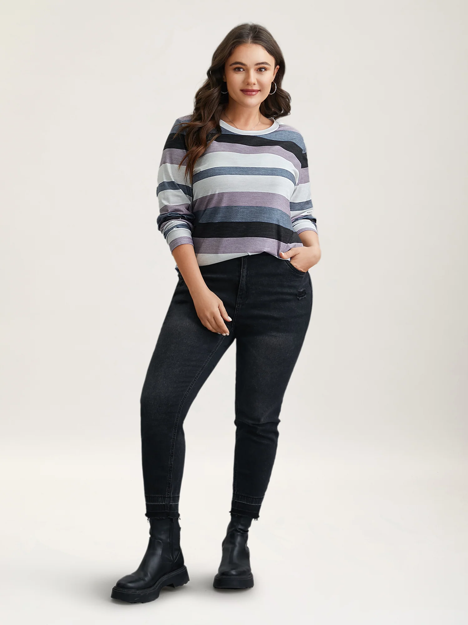 Multi-Color Stripes Stretchy T-Shirt - Image 5