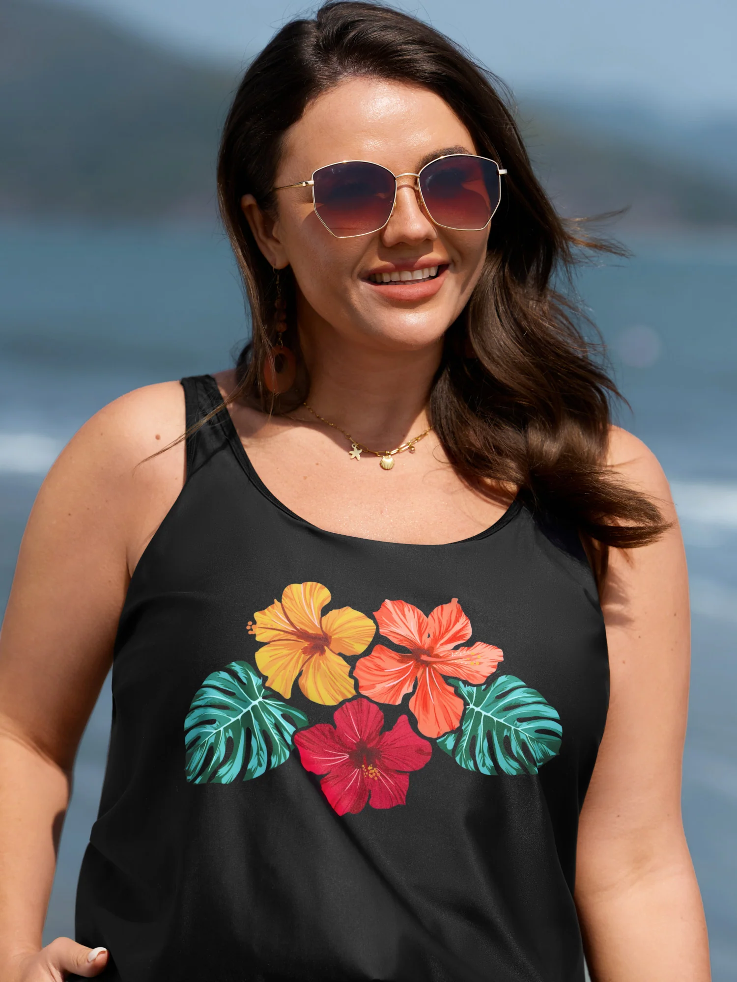 Multi-Color Tropical Pockets One-Piece Swimsuit - Image 2