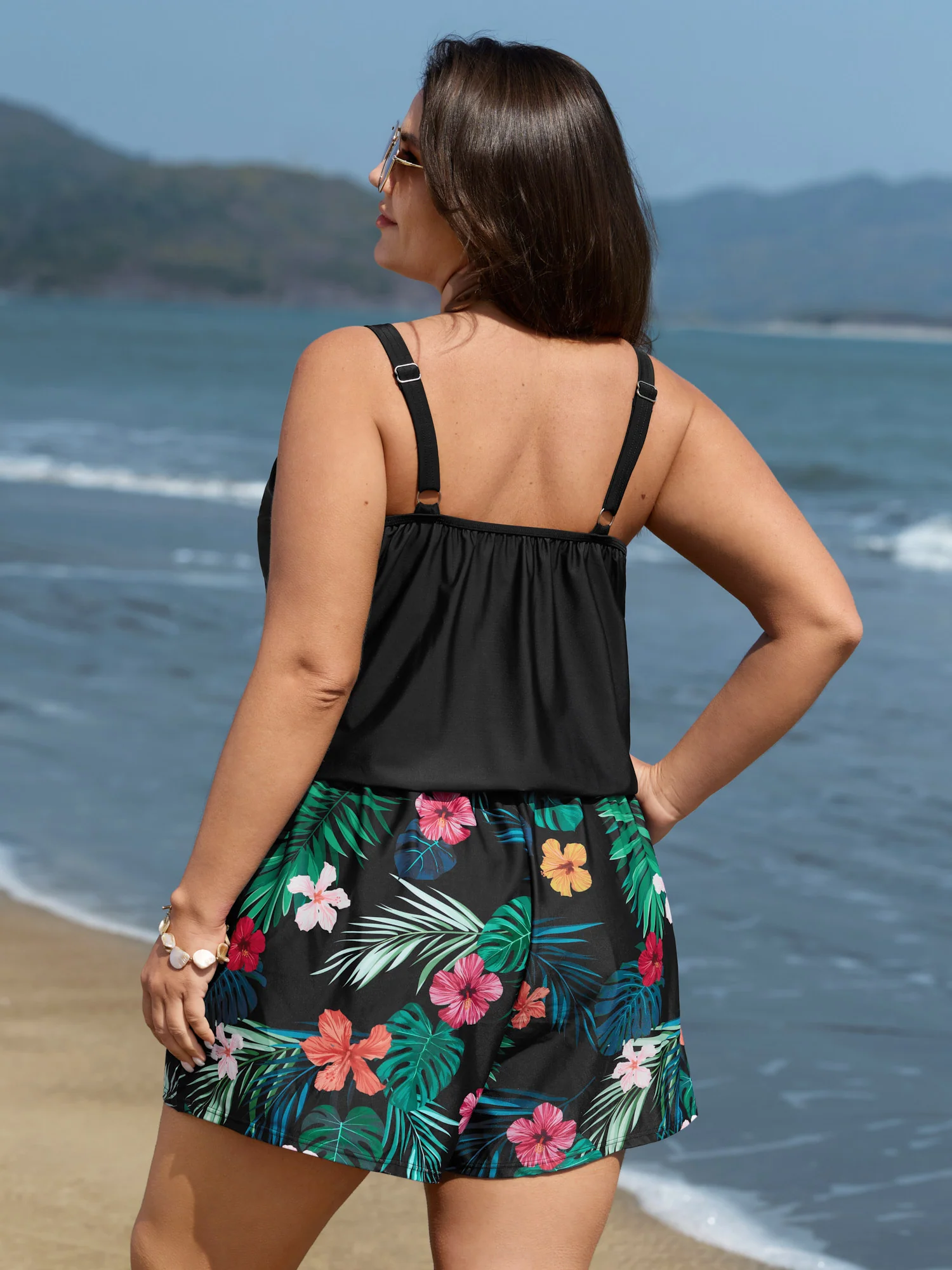 Multi-Color Tropical Pockets One-Piece Swimsuit - Image 5