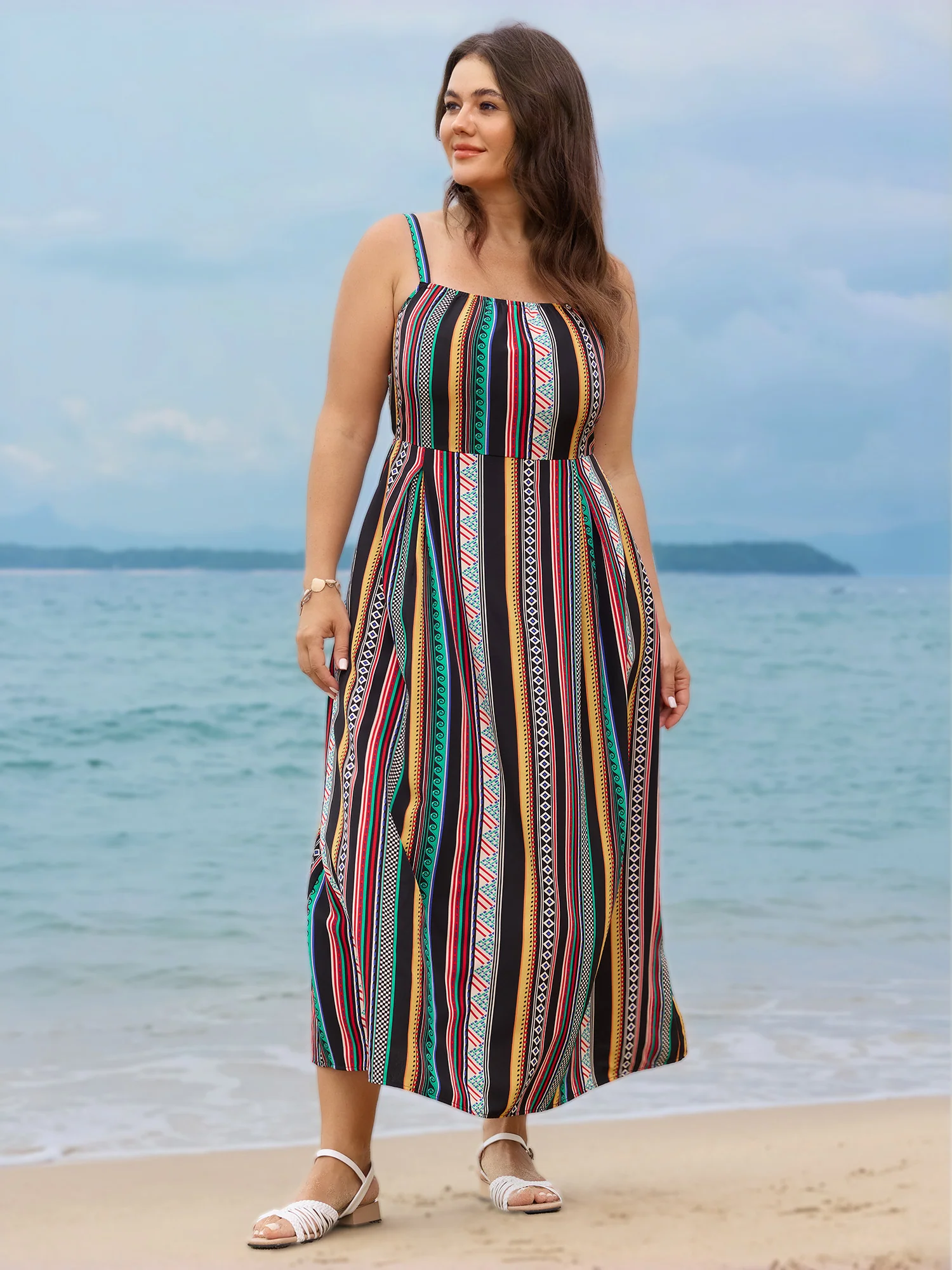 Multicolor Boho Stripe Strap Maxi Dress - Image 4