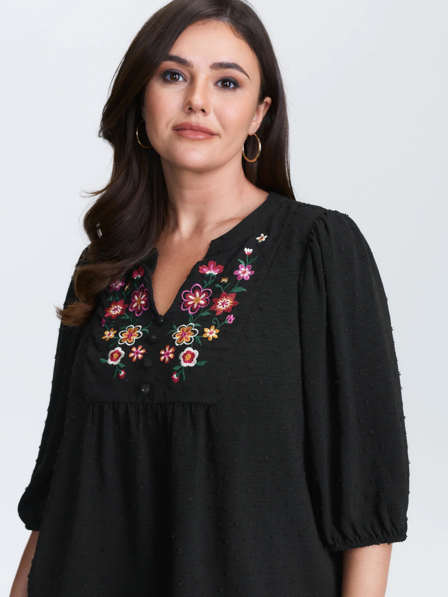 Multicolor Floral Embroidered Flowy Blouse - Image 2