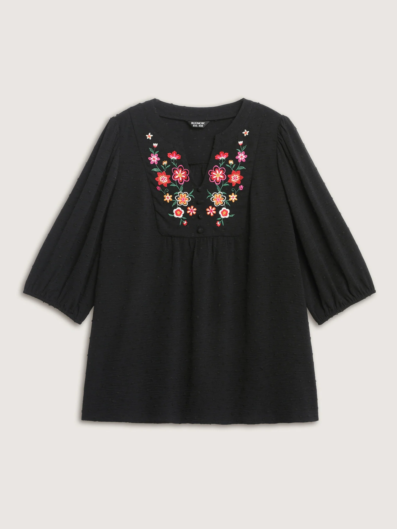 Multicolor Floral Embroidered Flowy Blouse - Image 7