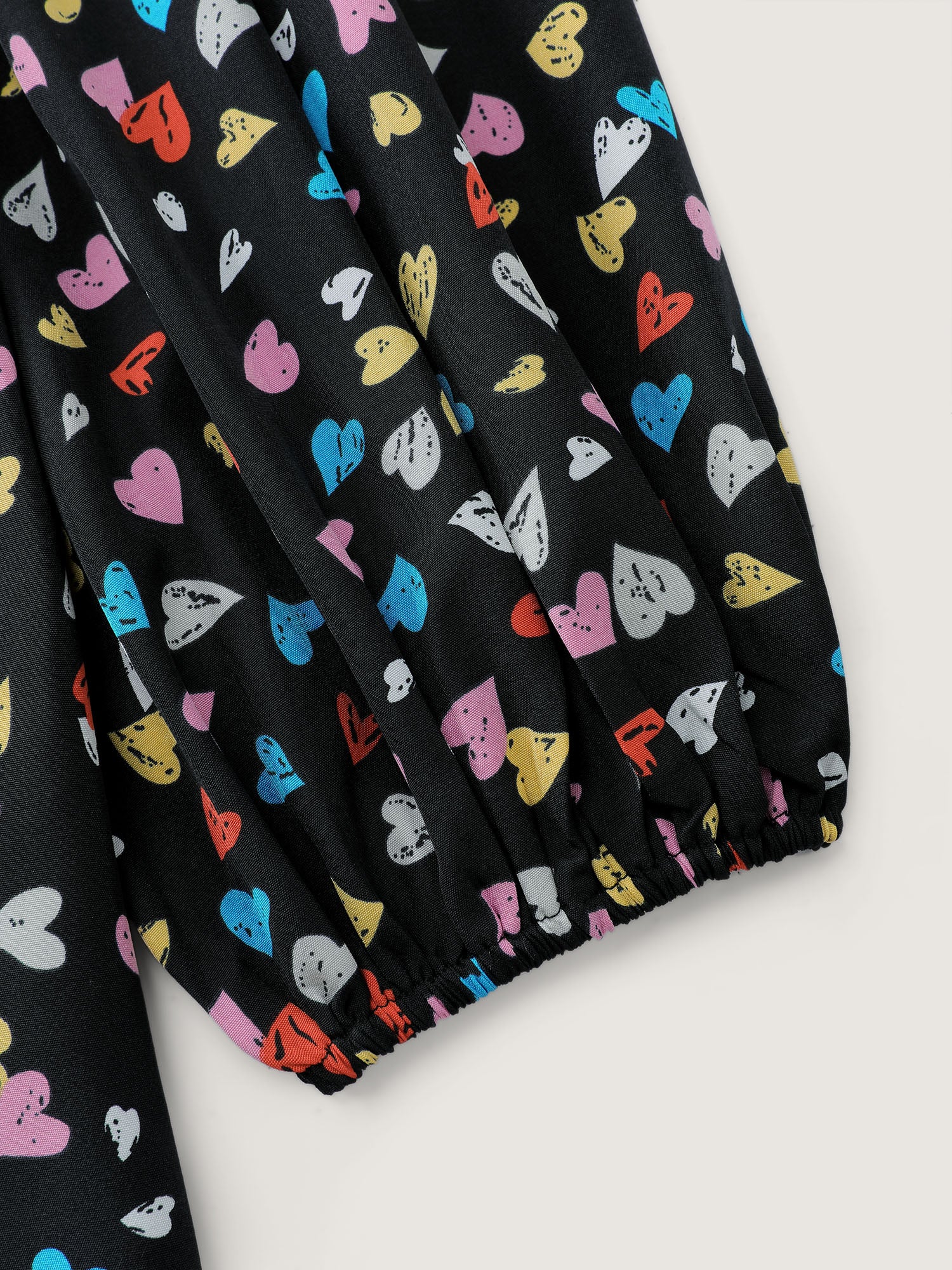 Multicolor Hearts Print Notched Collar Blouse - Image 5