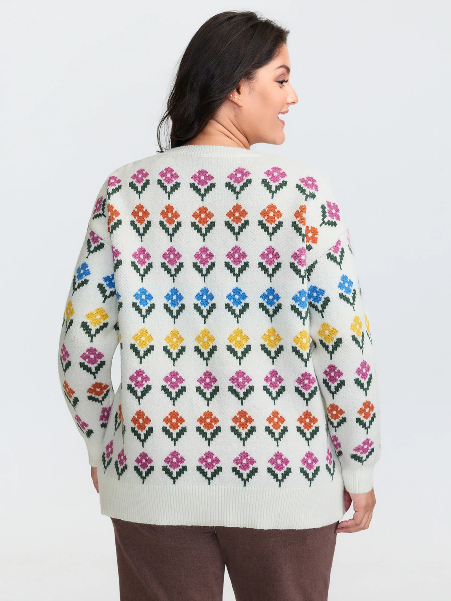 Multicolor Jacquard Pattern Pullover - Image 4