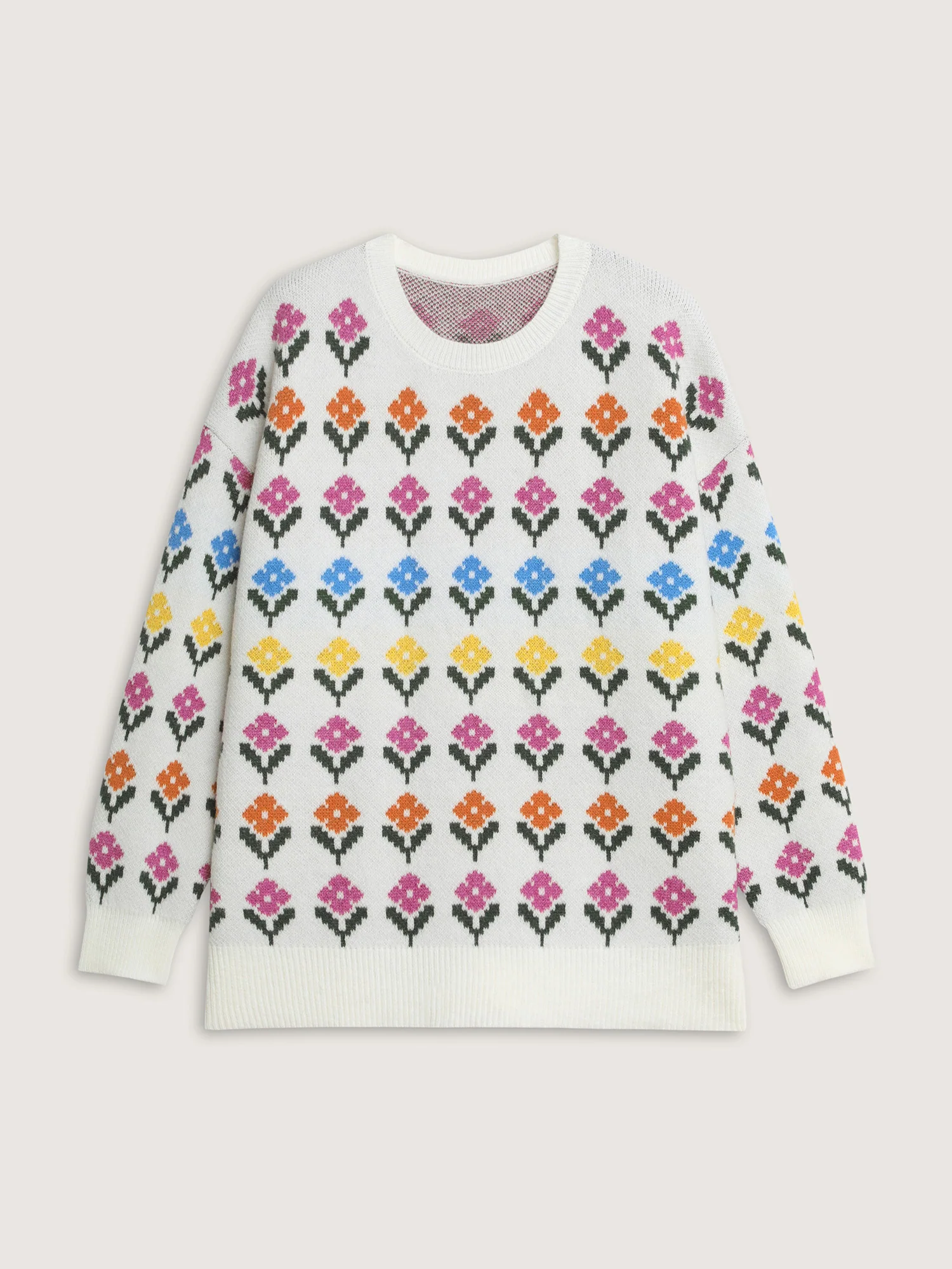 Multicolor Jacquard Pattern Pullover - Image 7