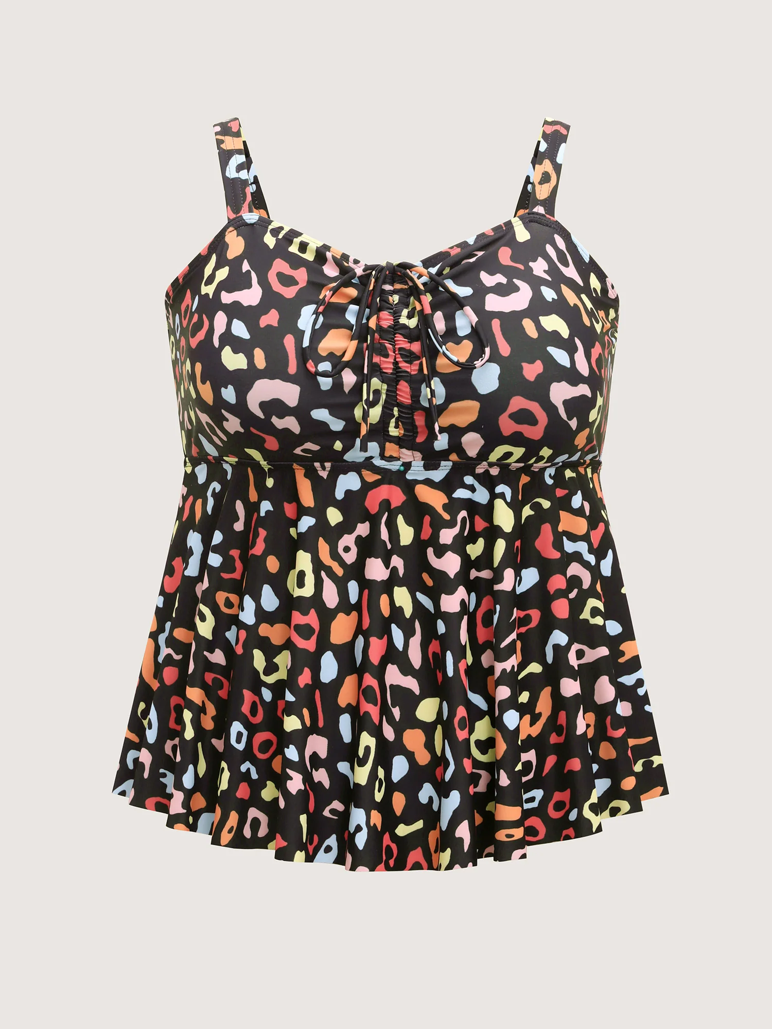 Multicolor Leopard Print Drawstring Swim Top - Image 7