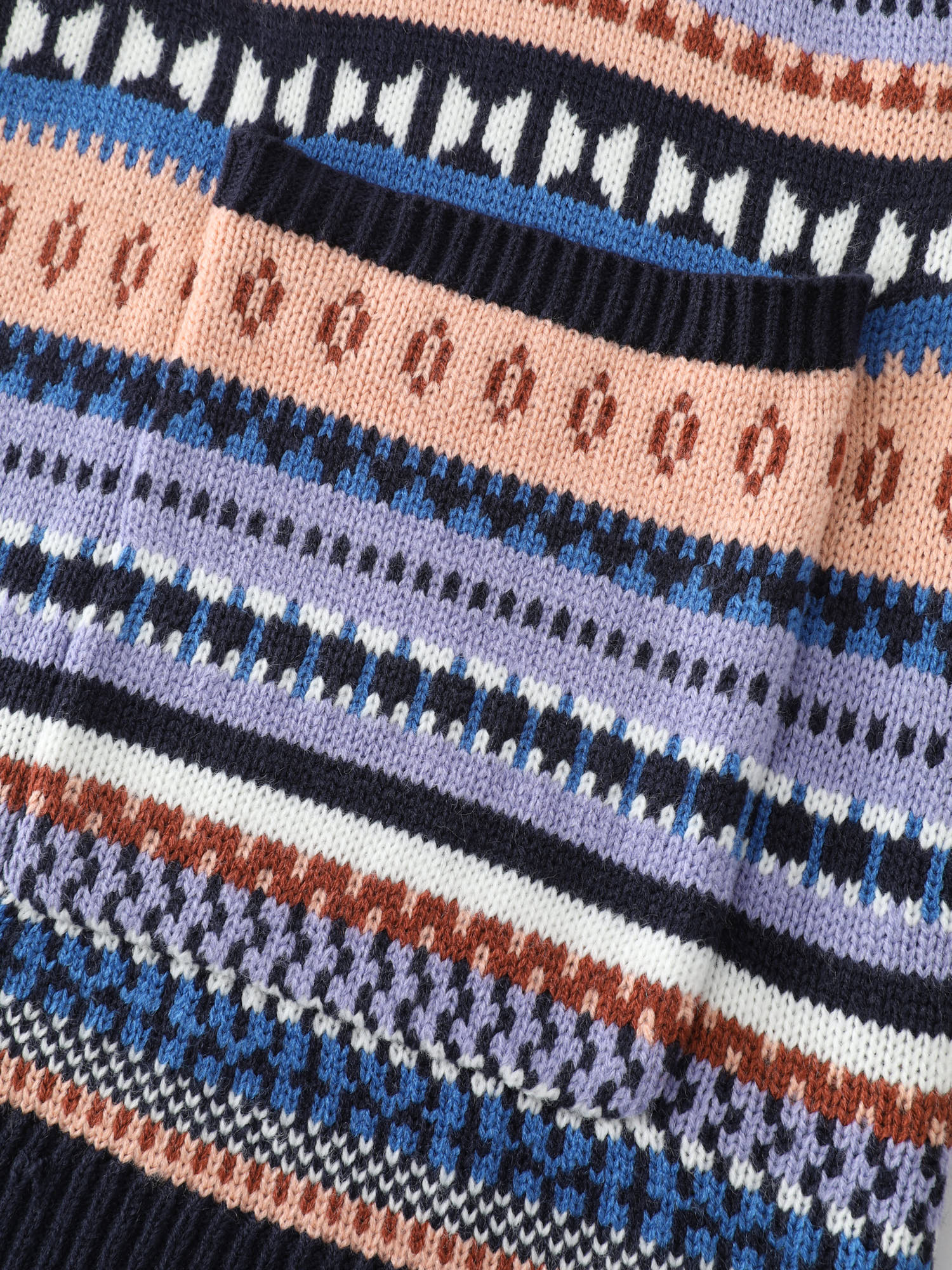 Multicolor Stripe Jacquard Pockets Knit Cardigan - Image 7