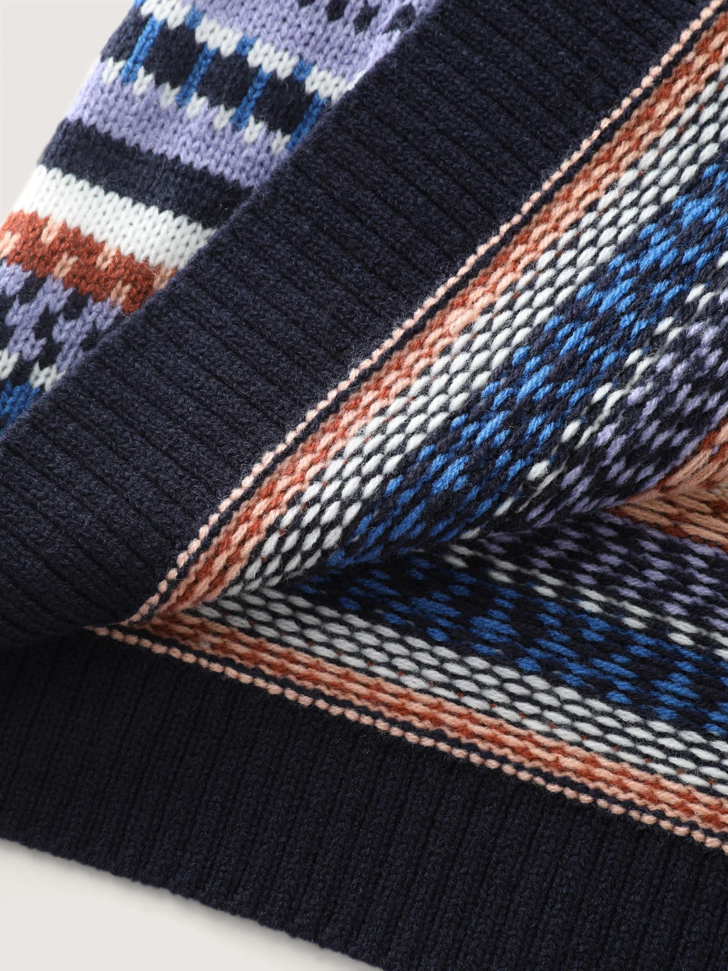 Multicolor Stripe Jacquard Pockets Knit Cardigan - Image 9