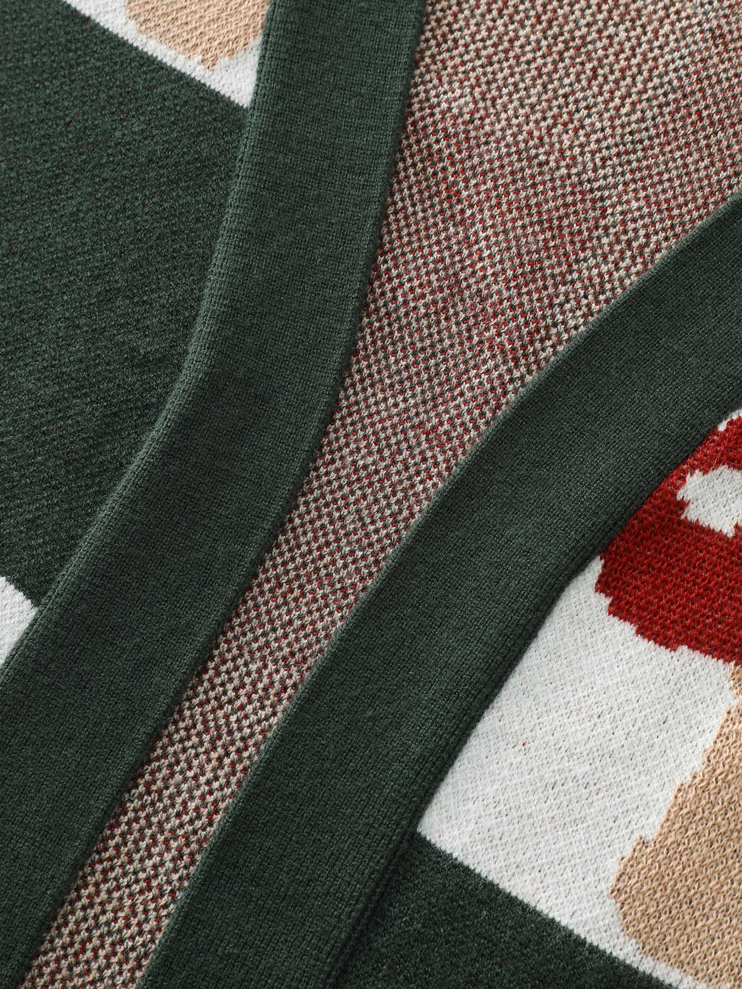 Mushroom Checkered Jacquard Knit Cardigan - Image 5