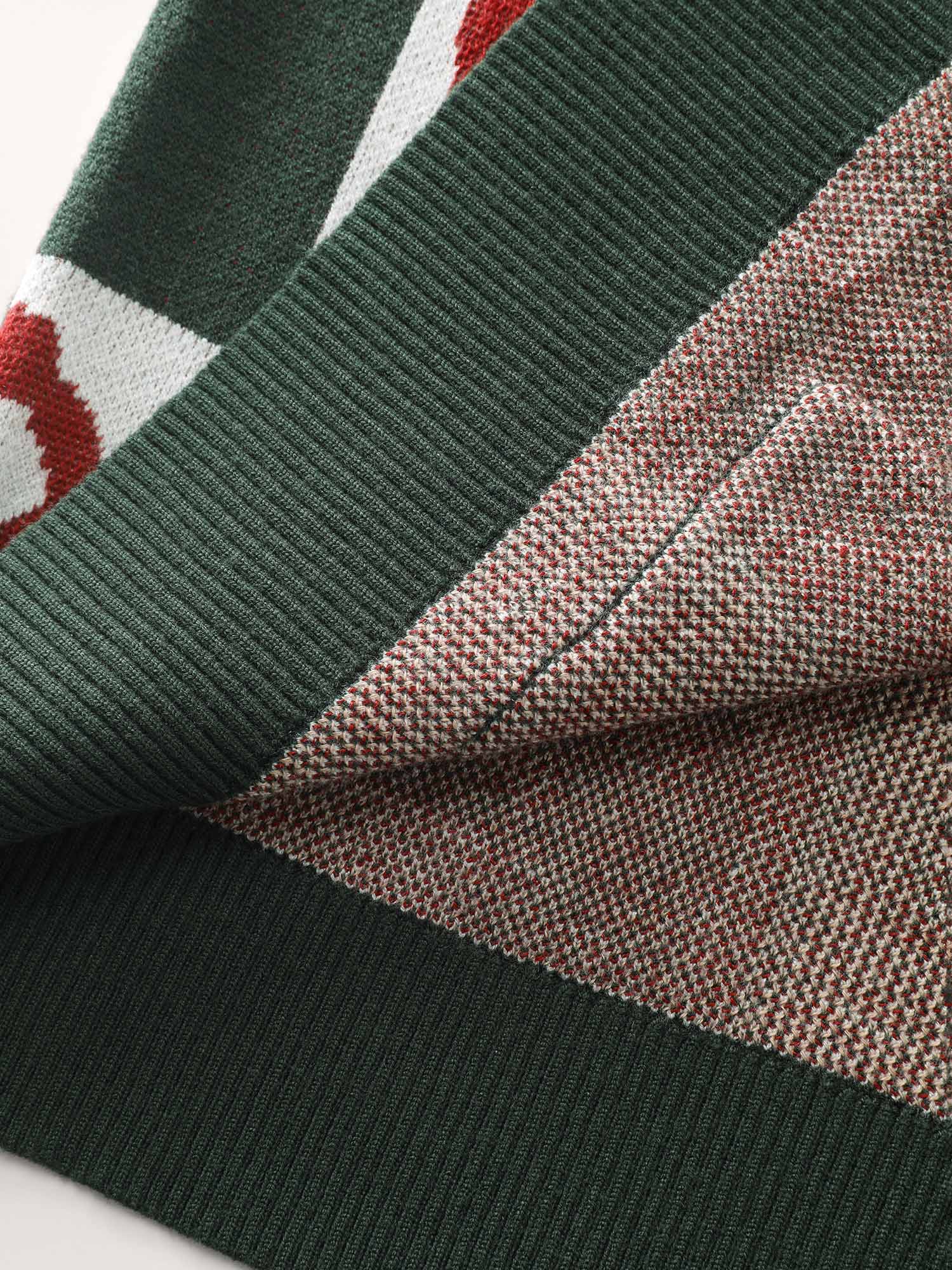 Mushroom Checkered Jacquard Knit Cardigan - Image 6
