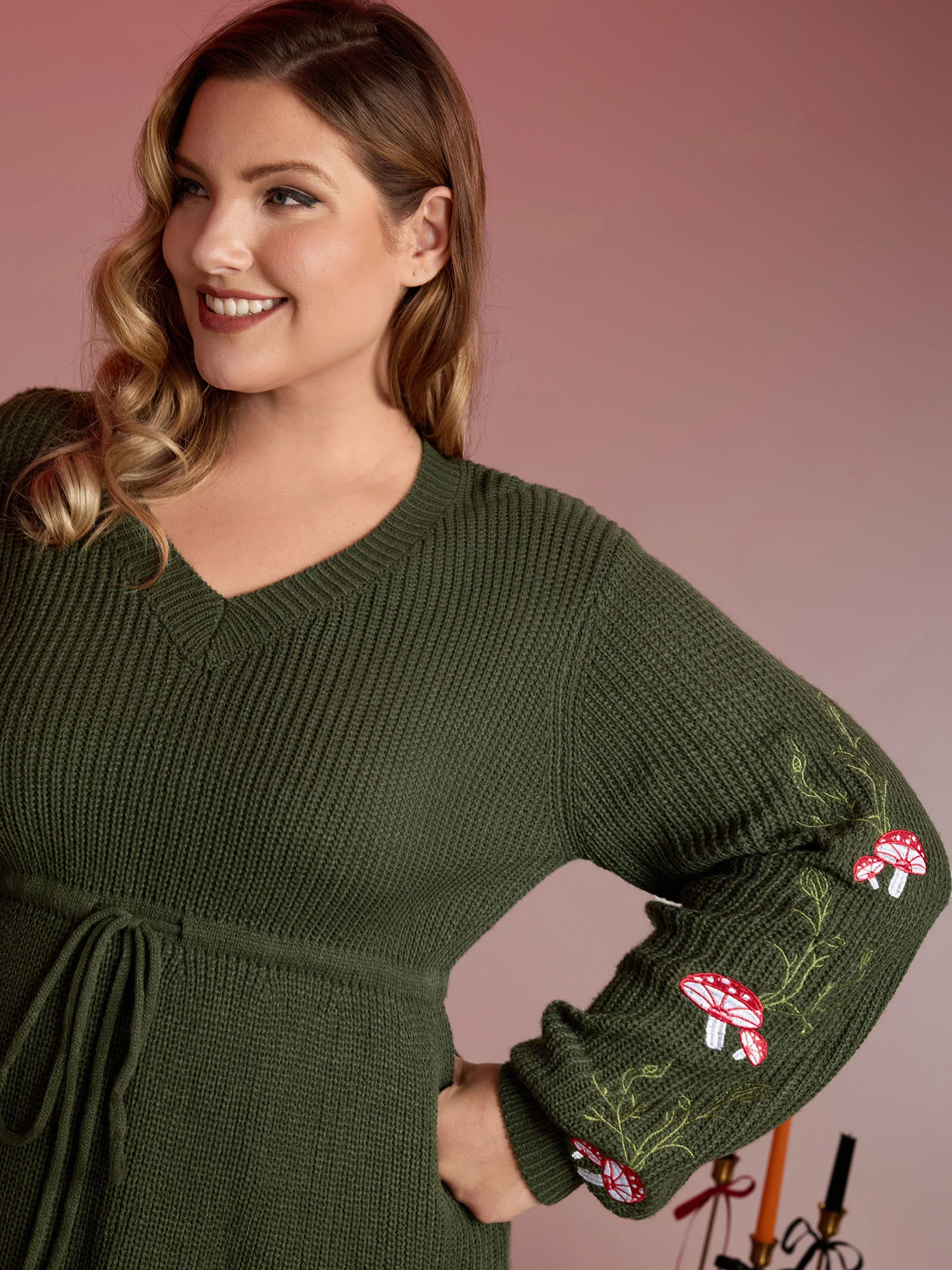 Mushroom Halloween Embroidery A-Line Pullover - Image 2