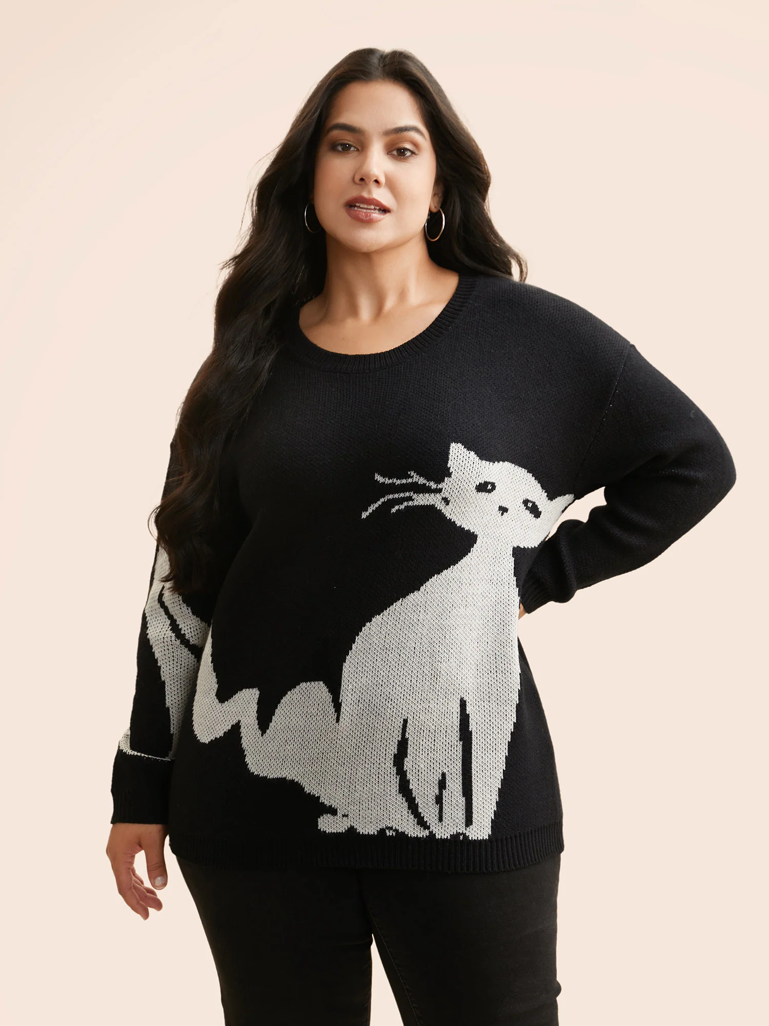 Mystic Cat Knit Crew Neck Pullover - Image 10