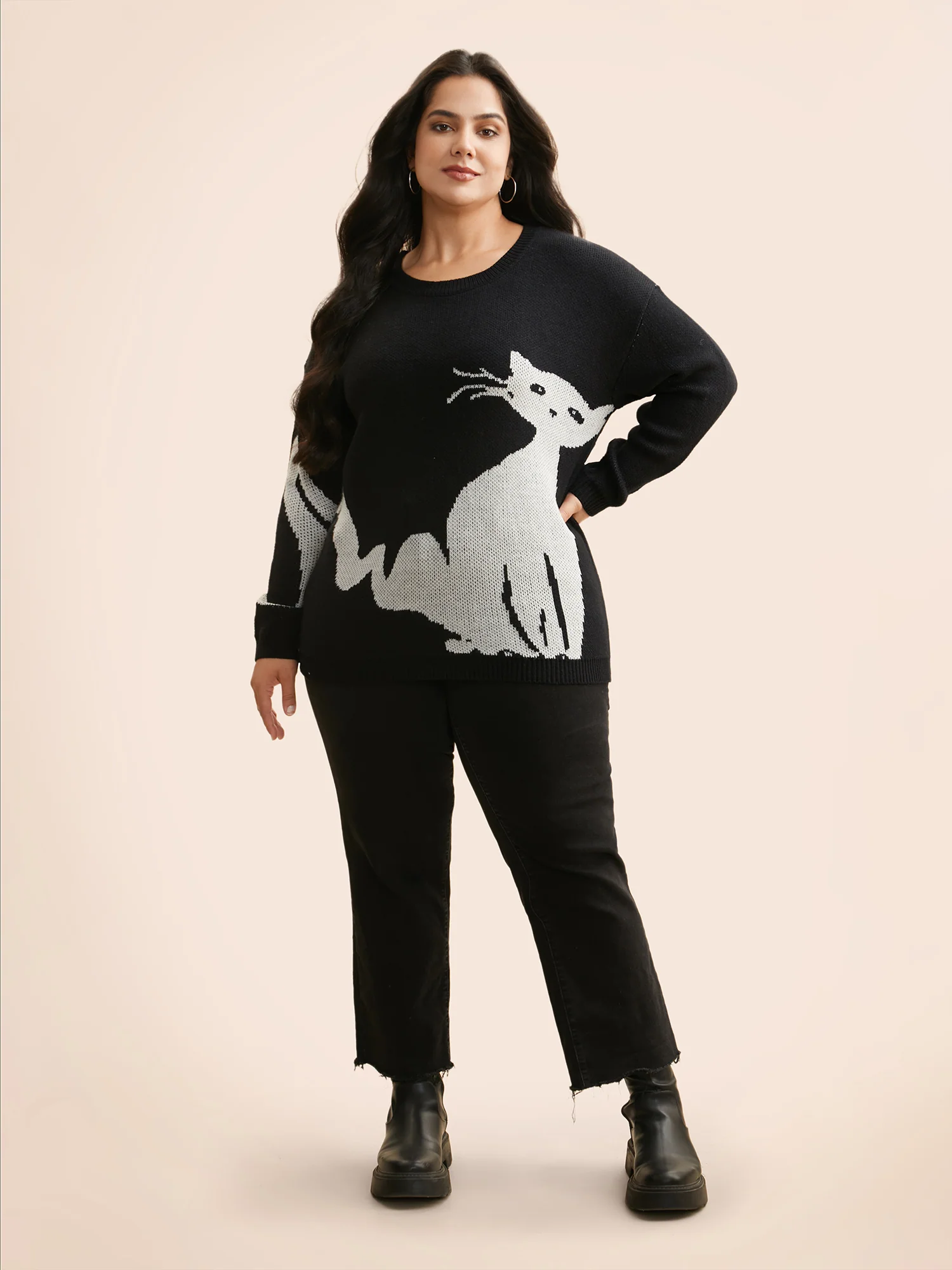 Mystic Cat Knit Crew Neck Pullover - Image 12