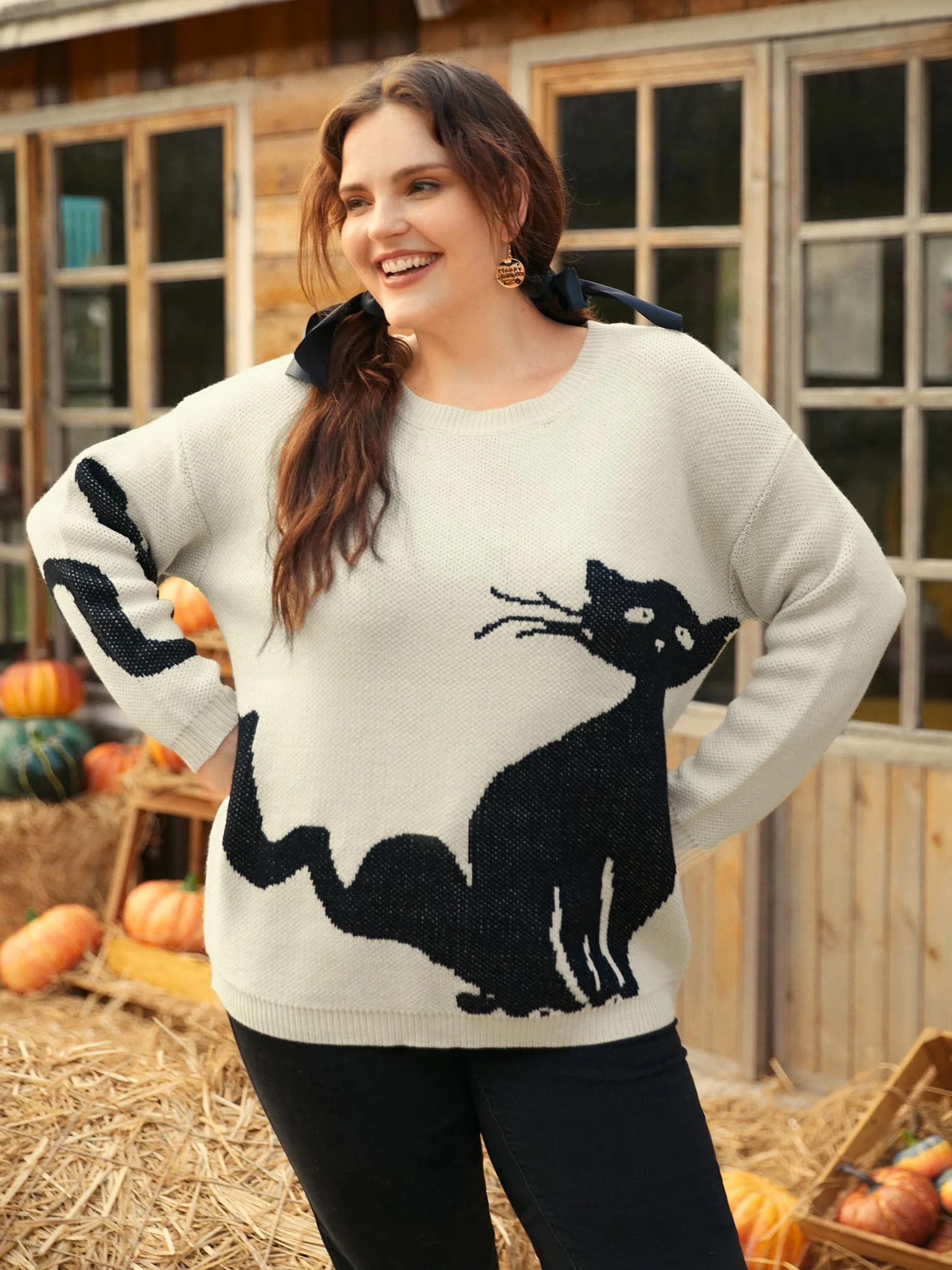 Mystic Cat Knit Crew Neck Pullover - Image 6