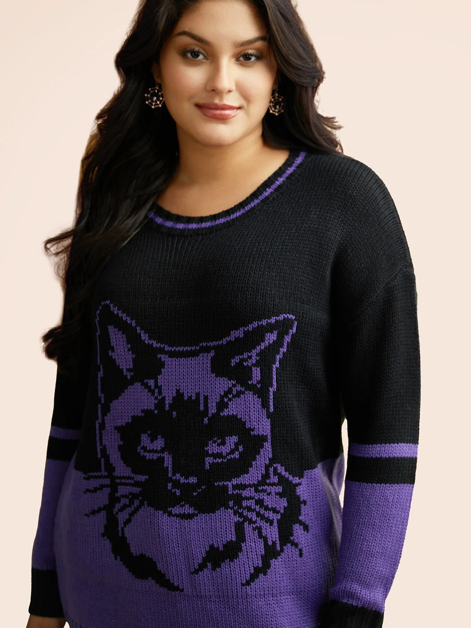 Mystic Cat Pattern Crew Neck Pullover - Image 3