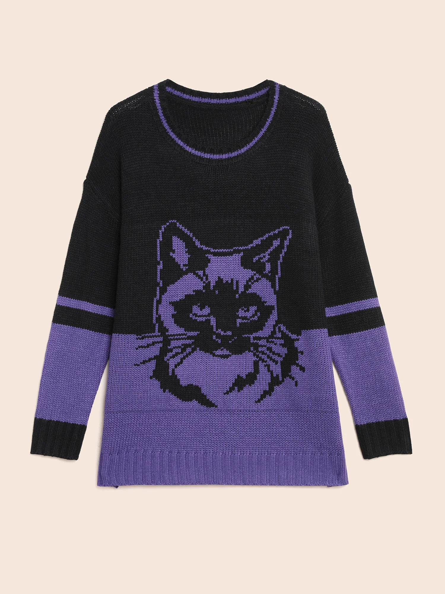 Mystic Cat Pattern Crew Neck Pullover - Image 7