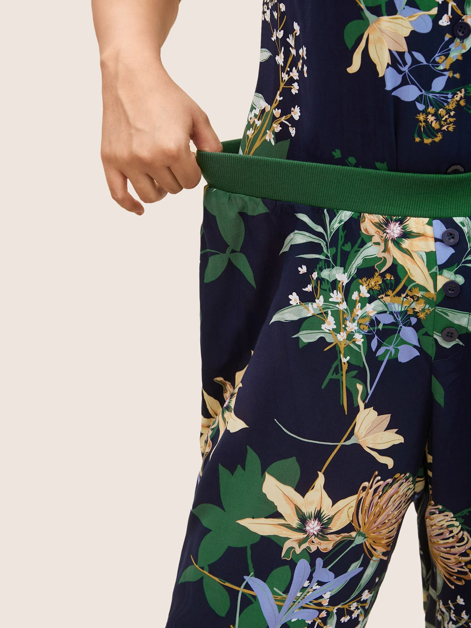 Floral Feeling Pockets Rib Knit Pajama Bottoms - Image 2