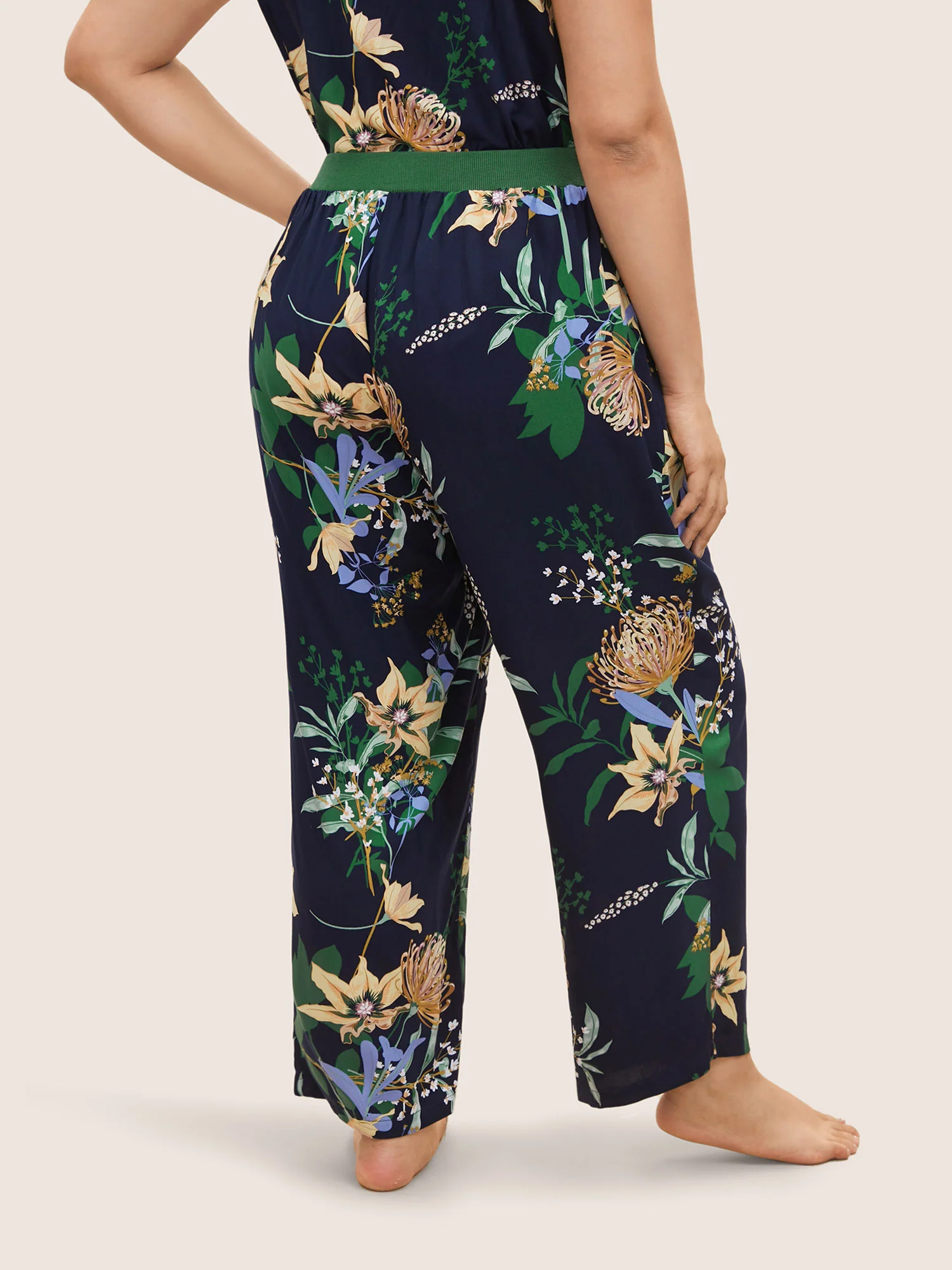 Floral Feeling Pockets Rib Knit Pajama Bottoms - Image 4