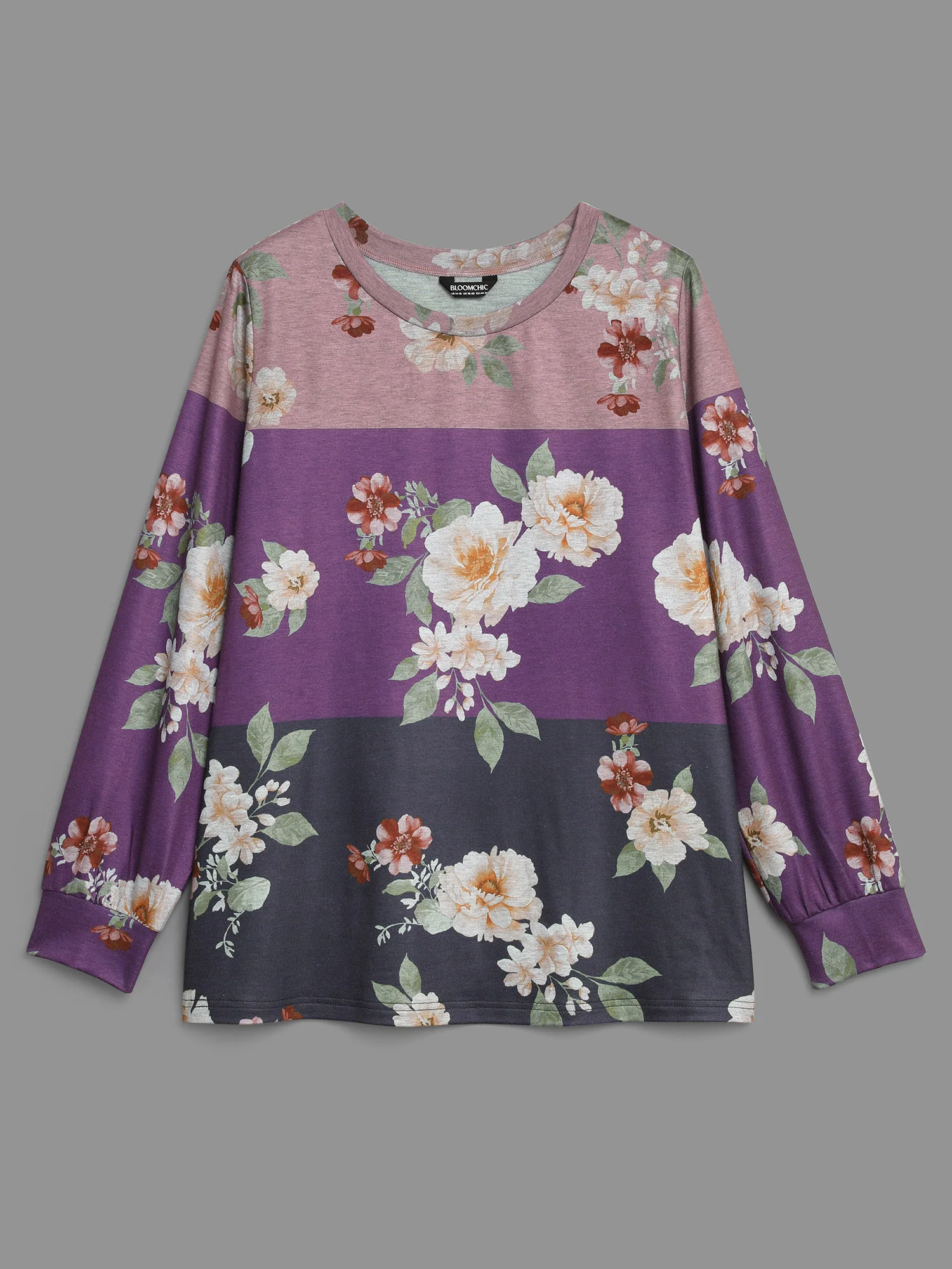 Natural Flowers Contrast Round Neck Sweatshirt - Image 8