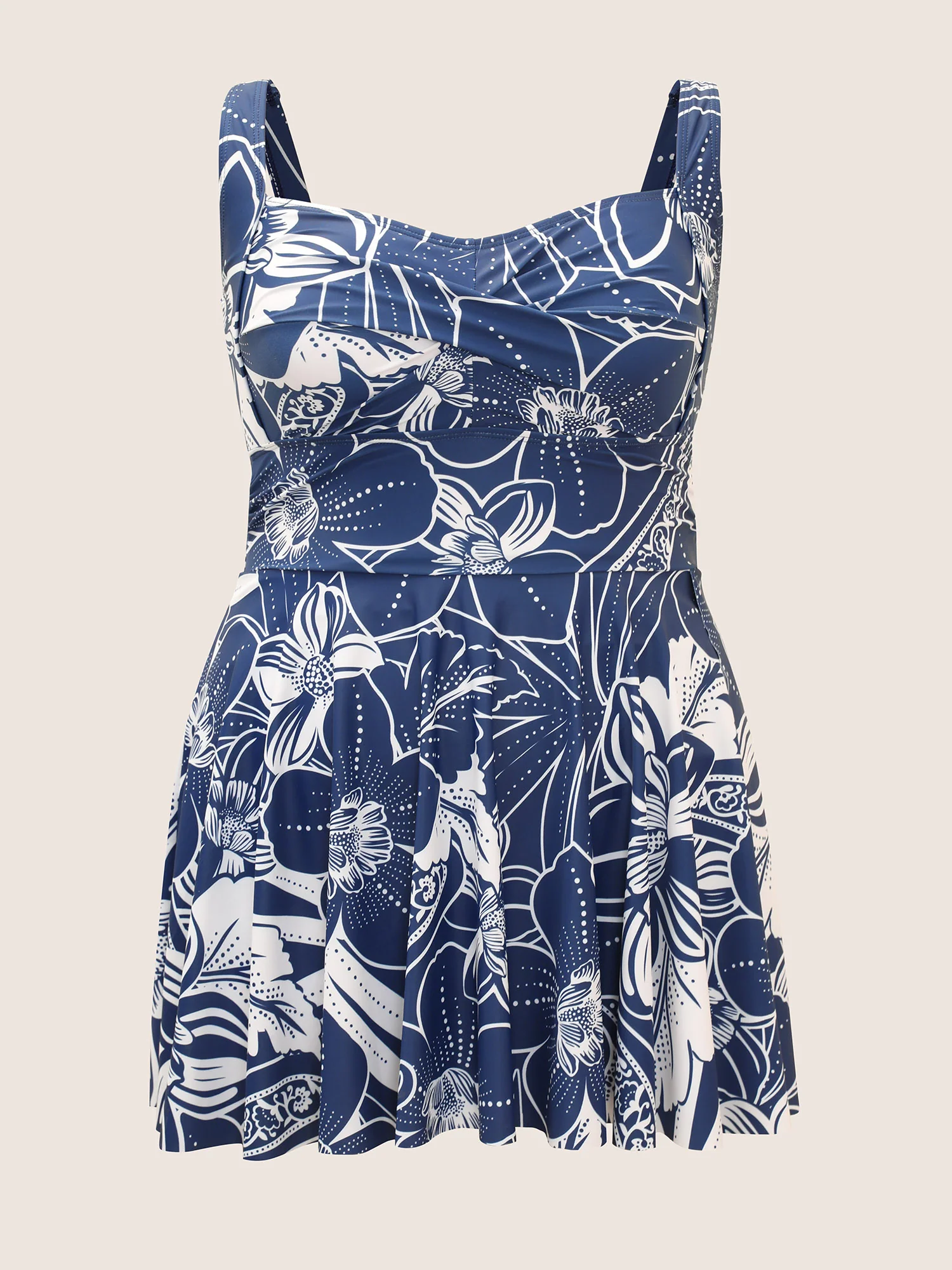 Natural Flowers Heart Neckline Twist Swim Dress - Image 7