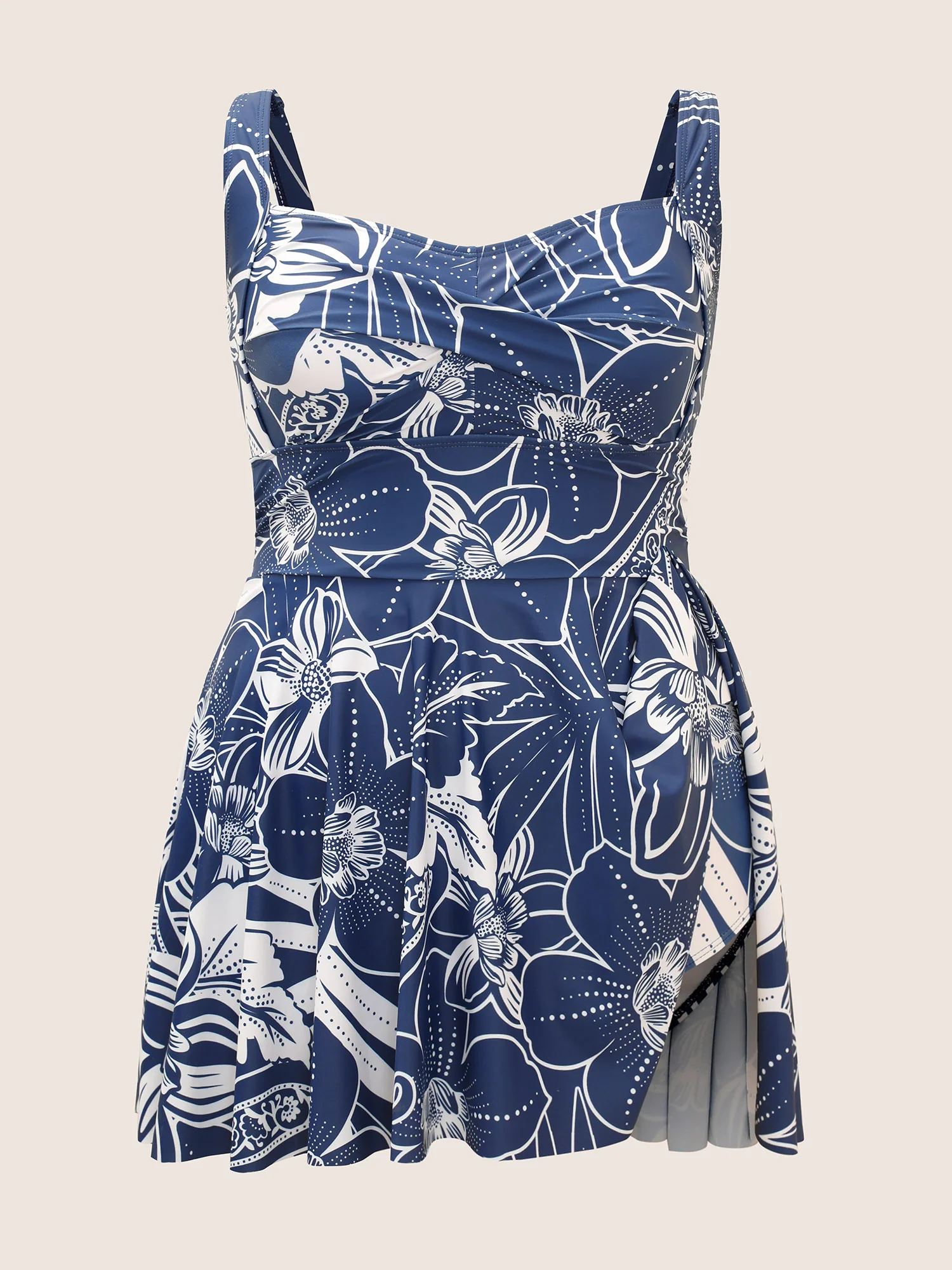 Natural Flowers Heart Neckline Twist Swim Dress - Image 8