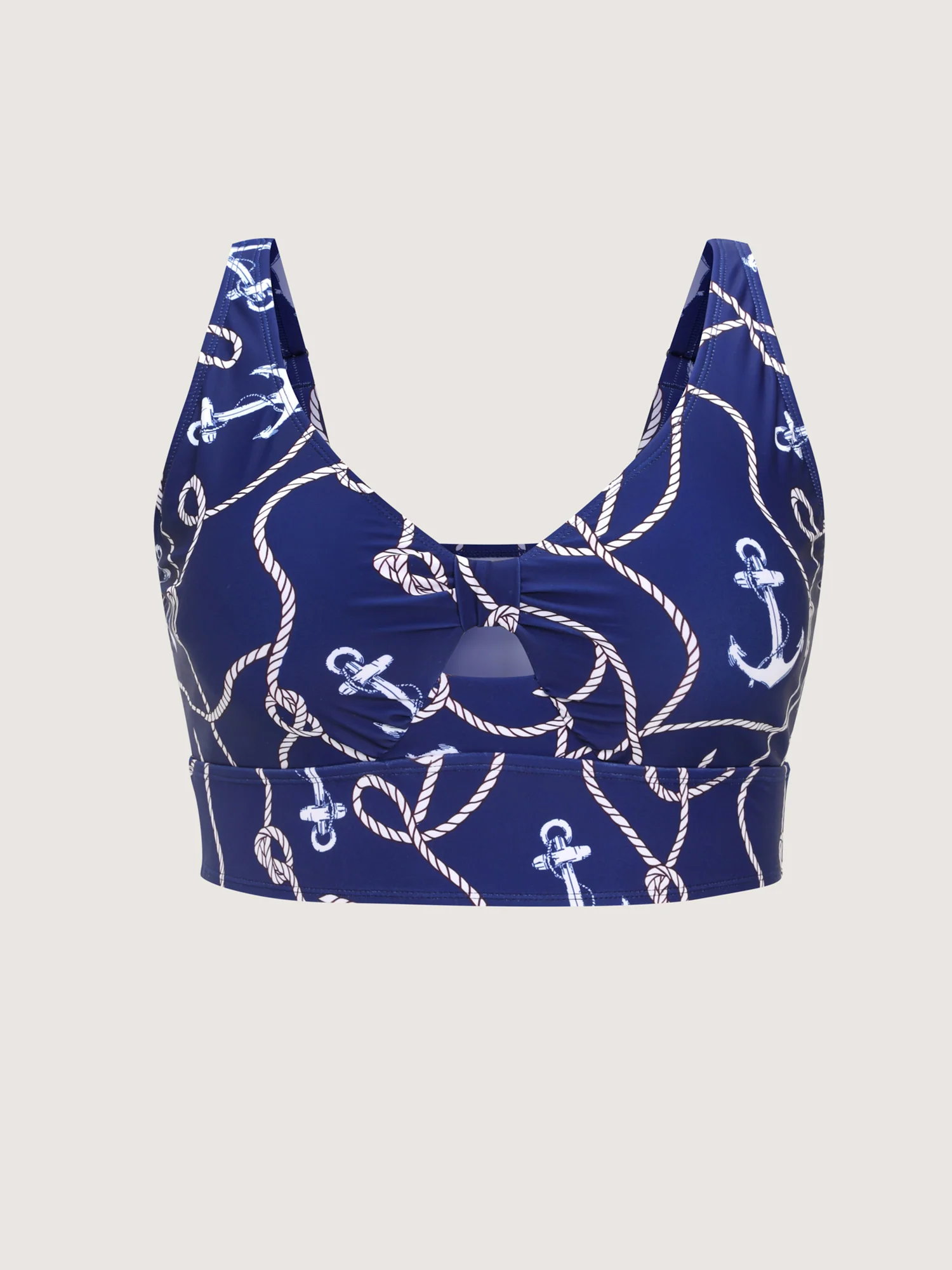 Nautical Anchor Print Keyhole Knot Front Bikini Top - Image 6