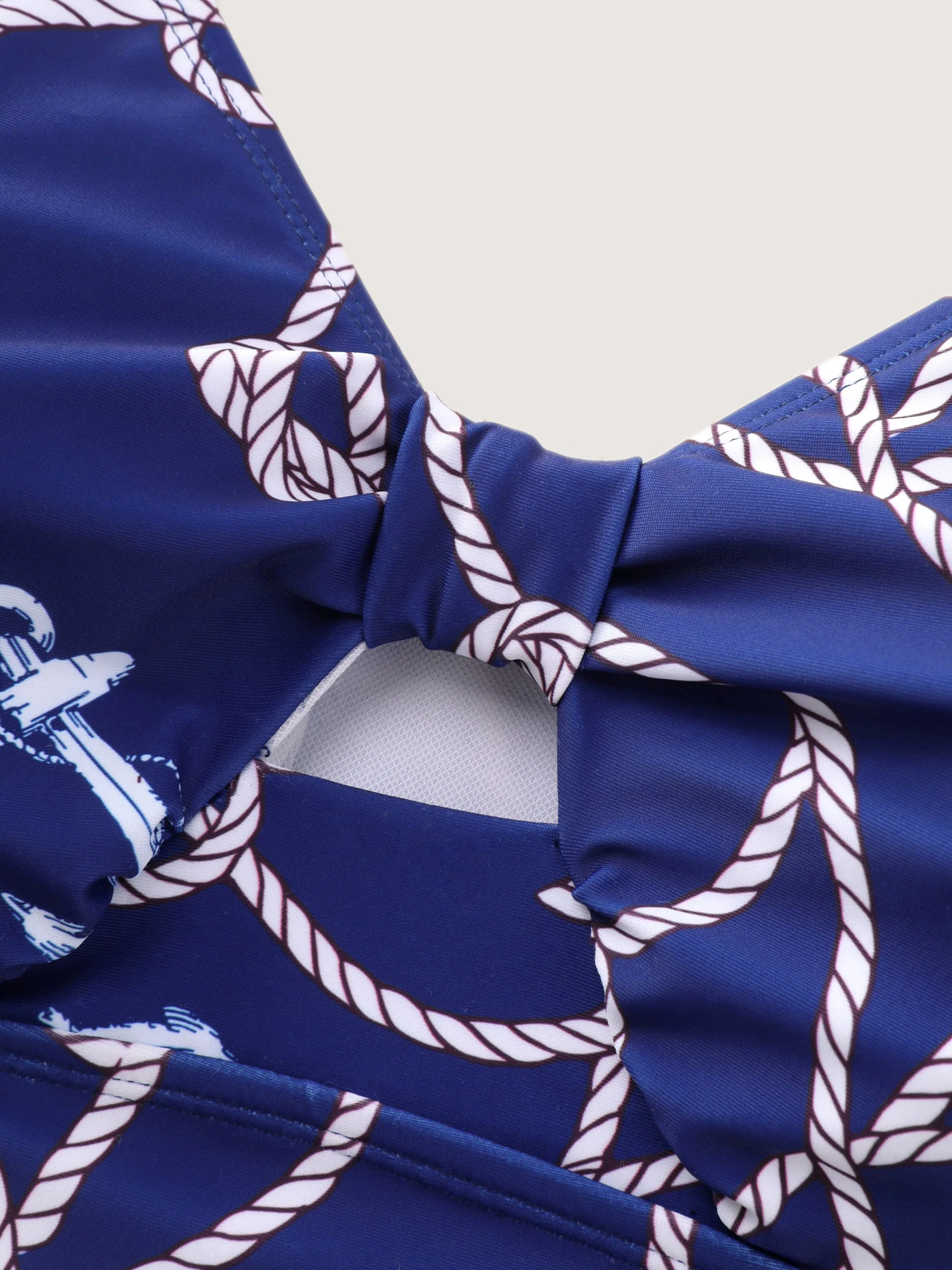 Nautical Anchor Print Keyhole Knot Front Bikini Top - Image 7
