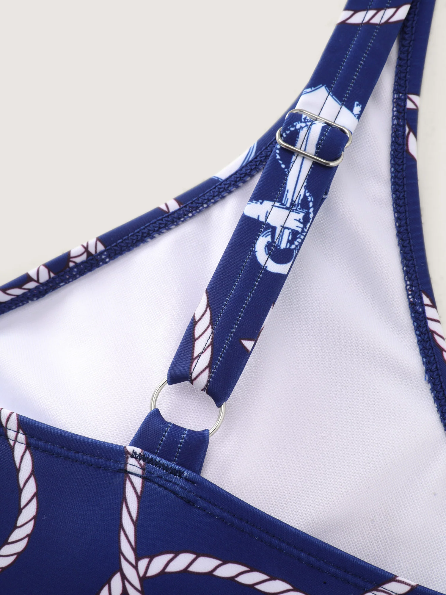 Nautical Anchor Print Keyhole Knot Front Bikini Top - Image 8