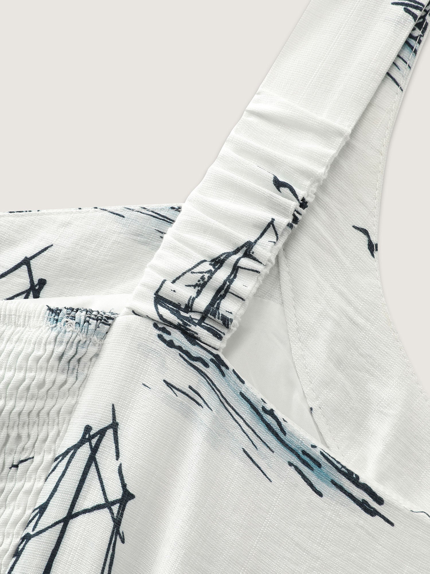 Nautical Sailboat Print Sweetheart Neck Midi Dress - Image 6