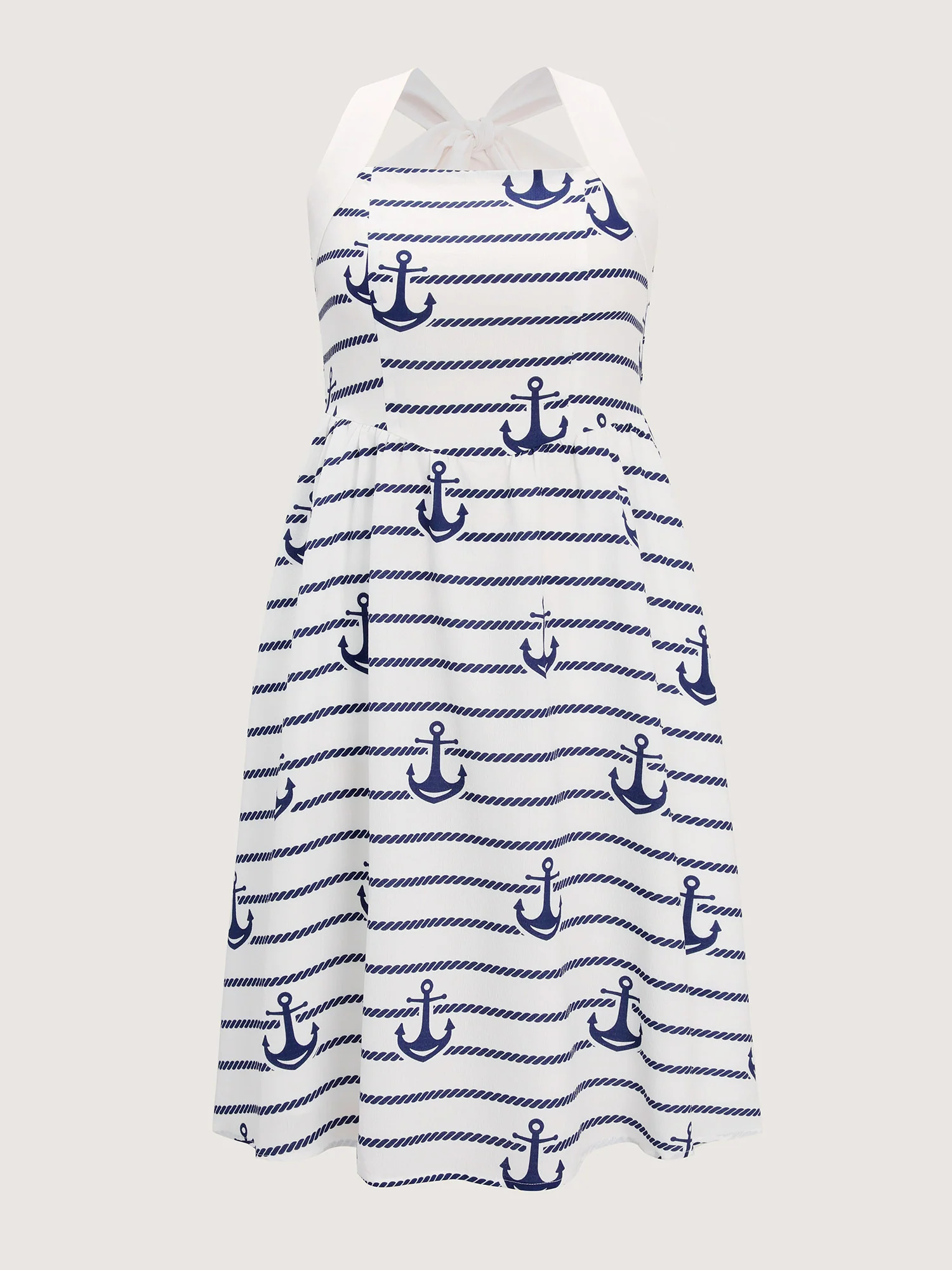 Nautical Stripe Halter Tie Neckline Midi Dress - Image 7