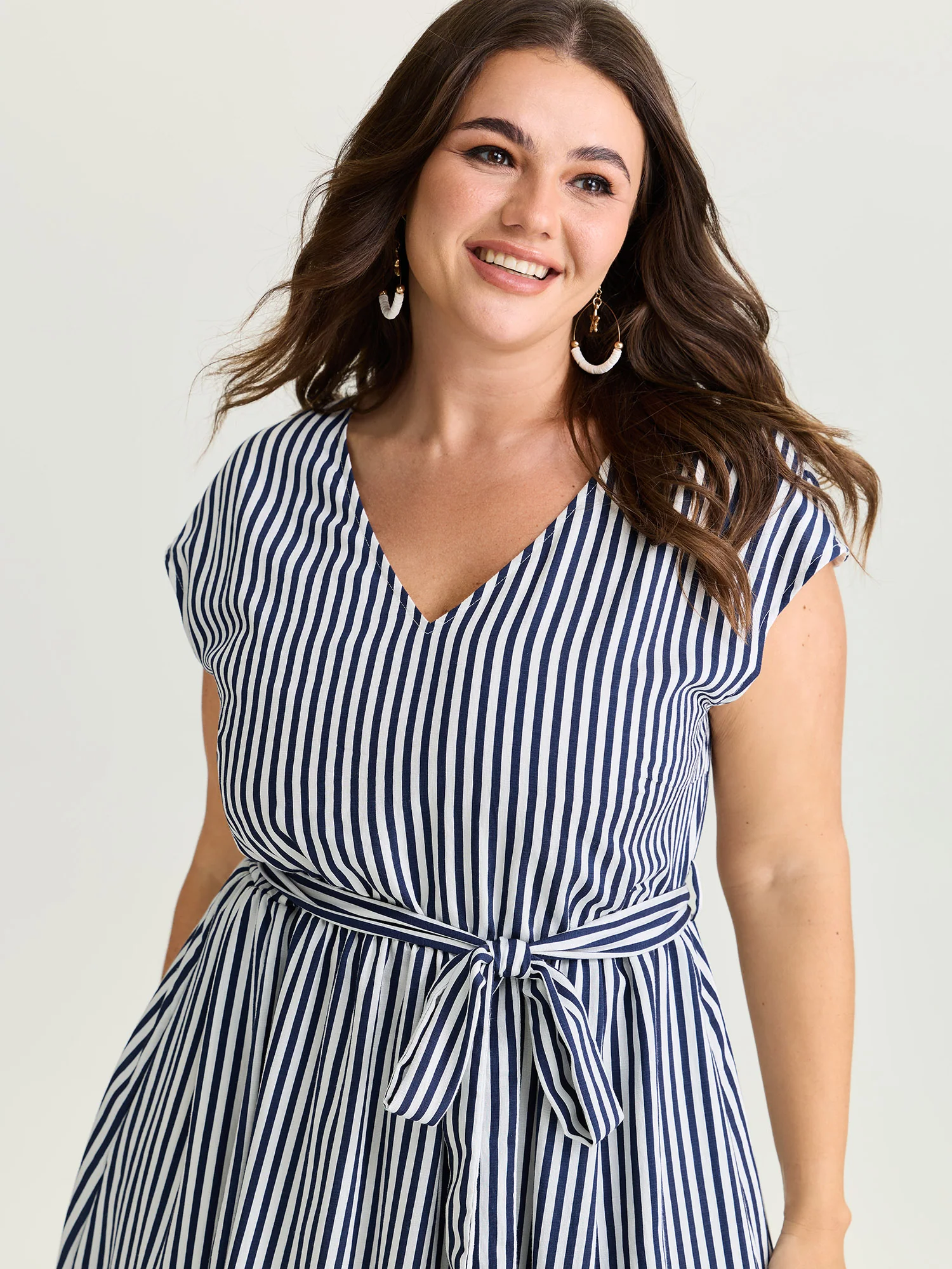 Nautical Stripe Waist-Tie Midi Dress - Image 2