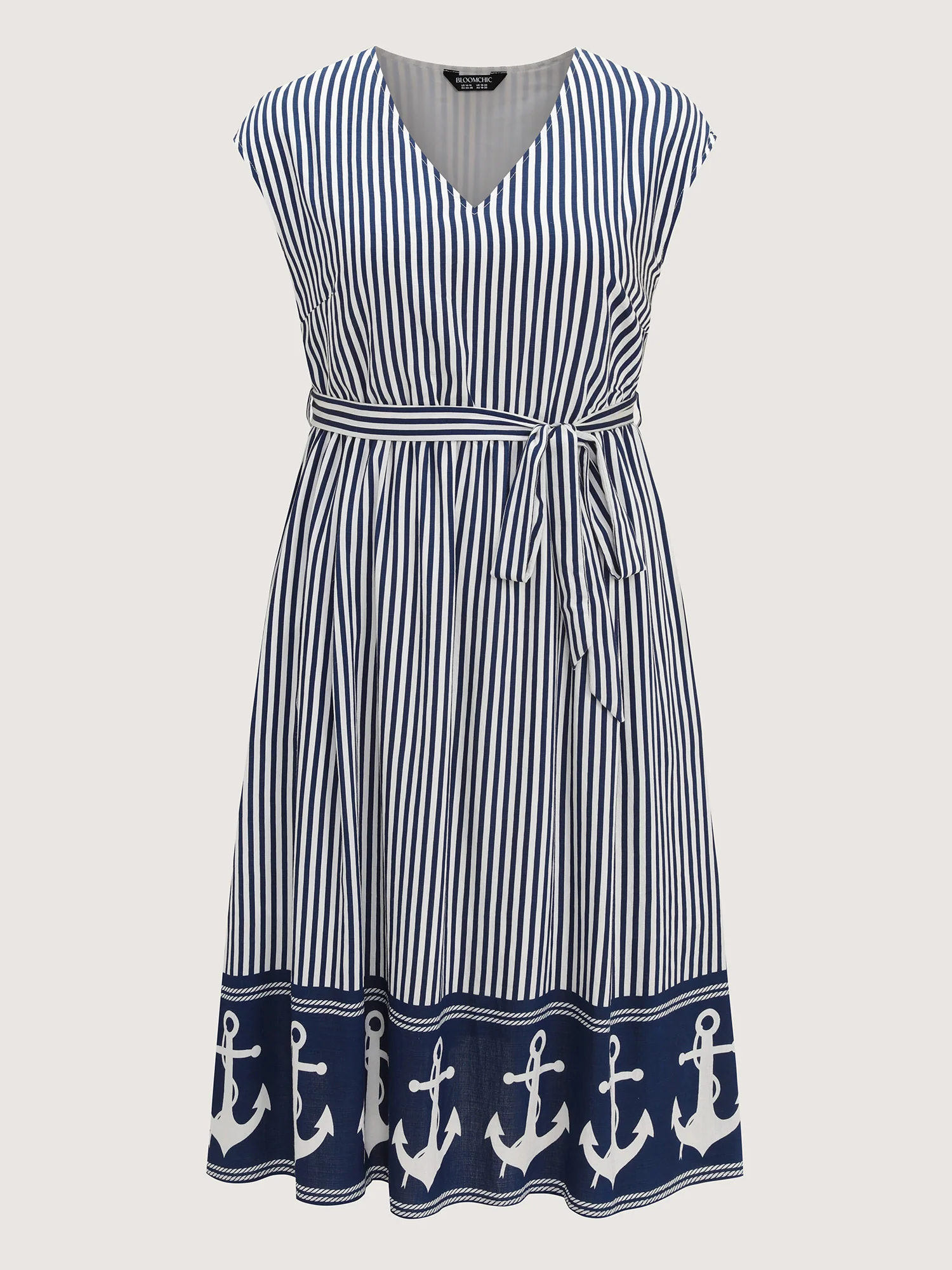 Nautical Stripe Waist-Tie Midi Dress - Image 7