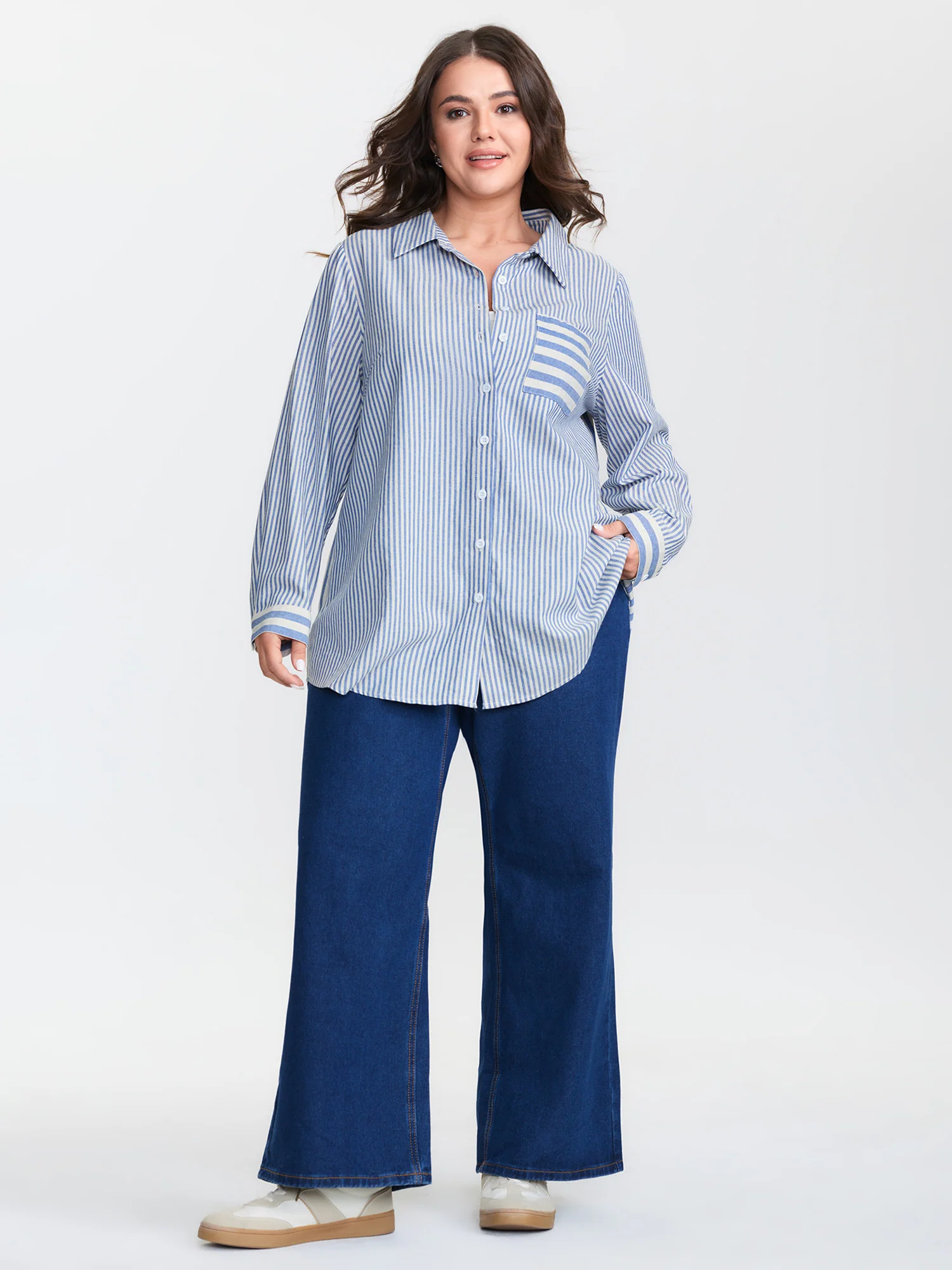 Cotton Nautical Striped Pocket Button Down Shirt - Image 3
