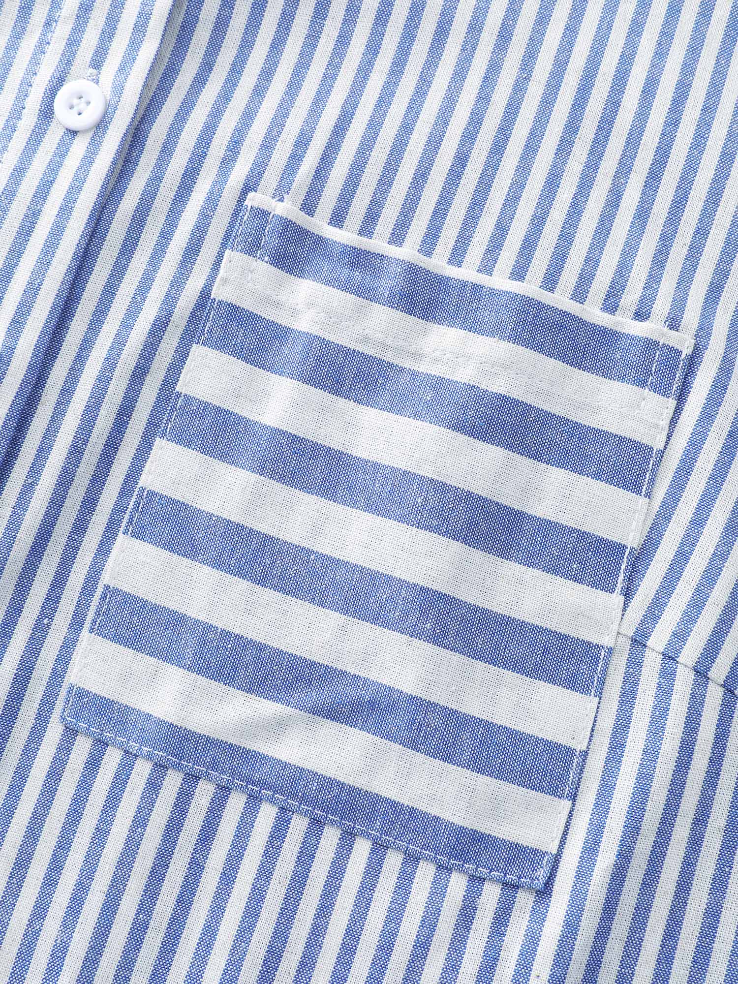 Cotton Nautical Striped Pocket Button Down Shirt - Image 6