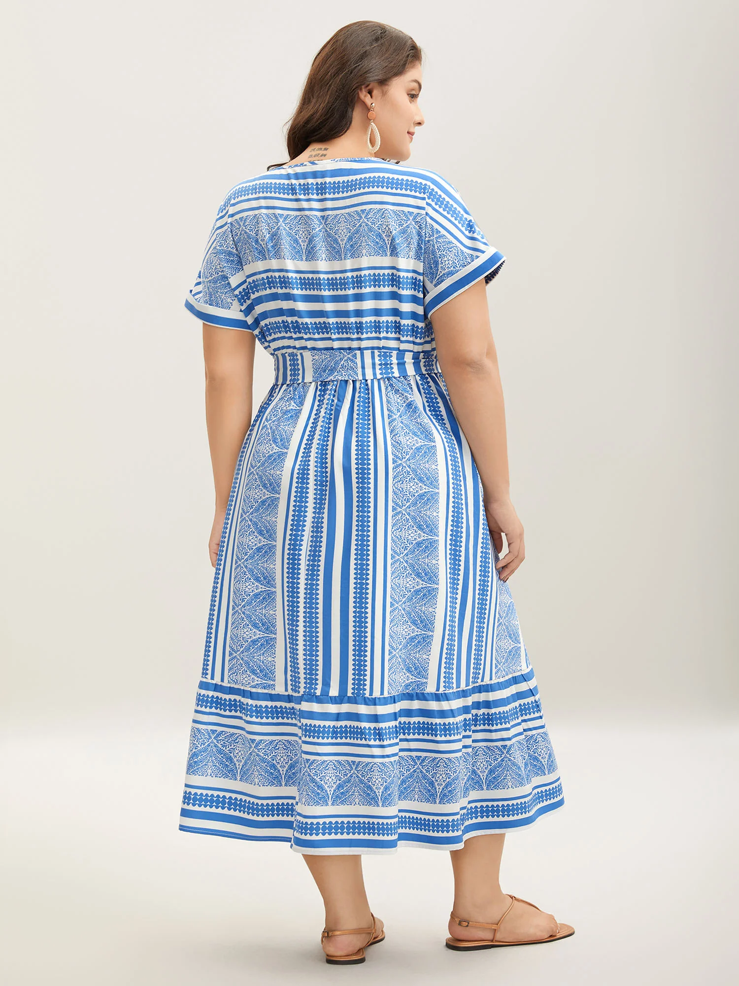 Nautical Stripes Belted Pockets Maxi Dress - Image 4