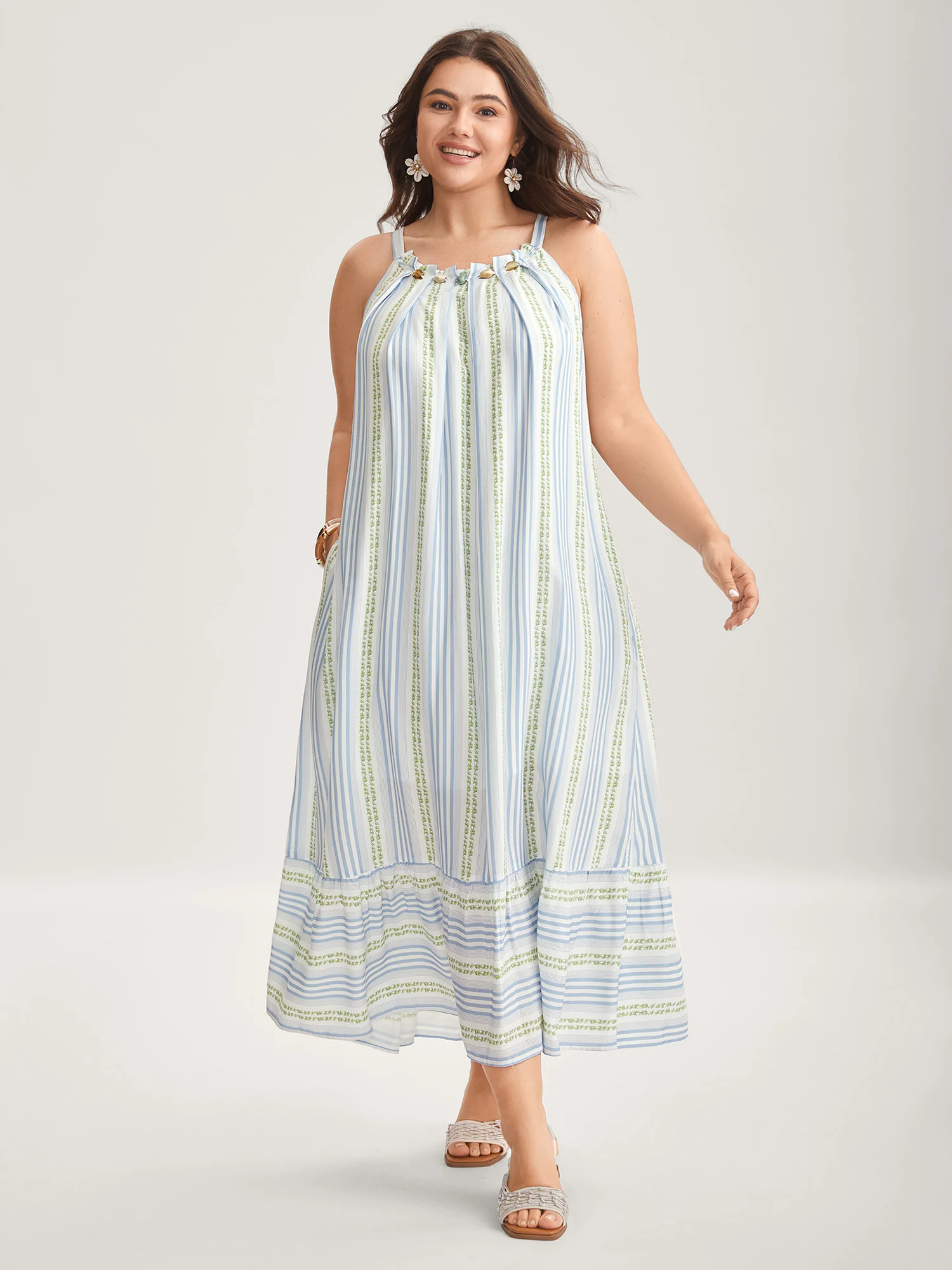 Nautical Stripes Flared Midi Dress - Image 3