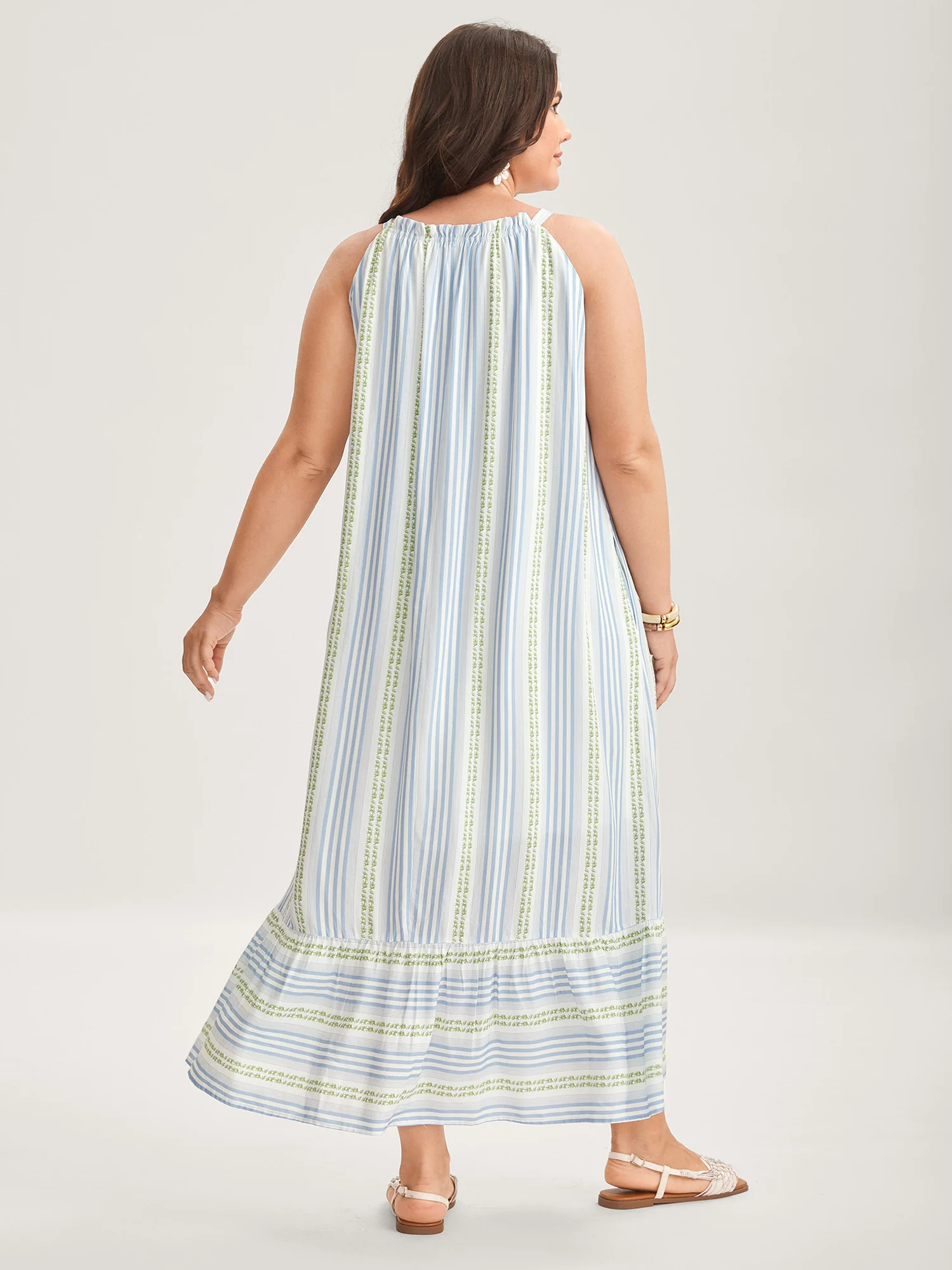 Nautical Stripes Flared Midi Dress - Image 4