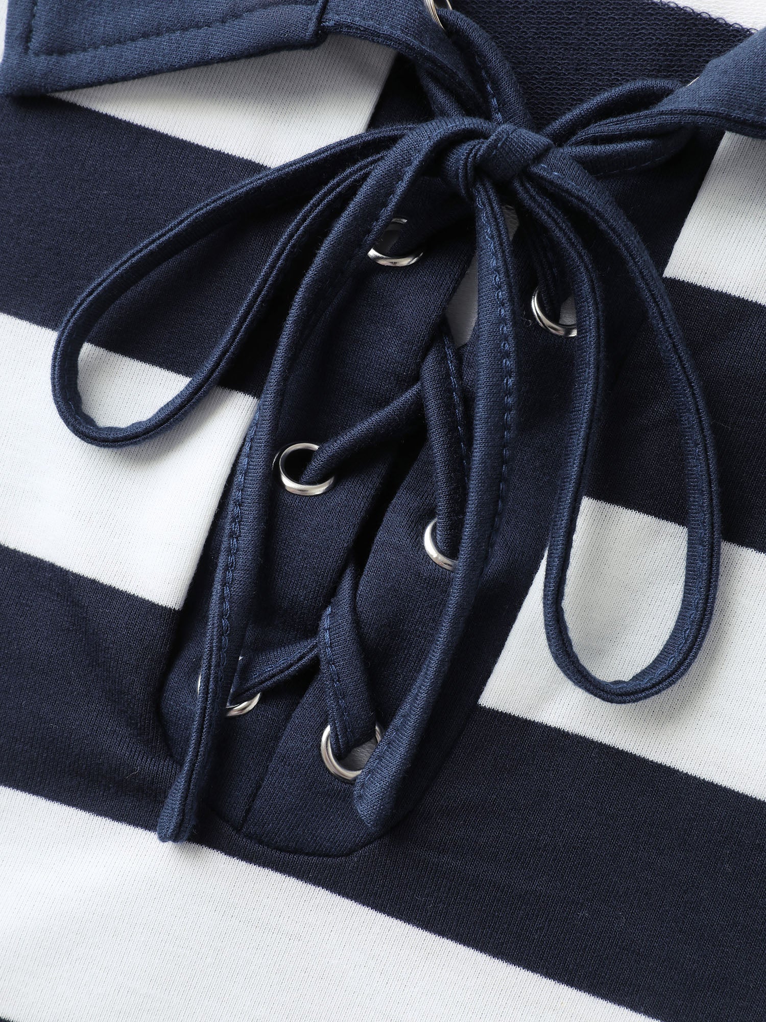 Nautical Stripes Neck Tie-Up Sweatshirt - Image 5