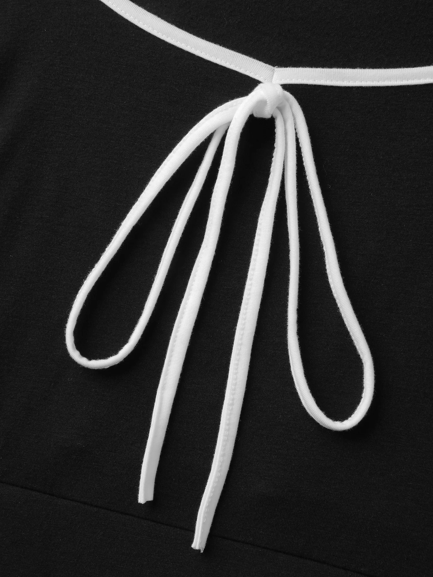 Neck Bow-Tie Contrast Pockets Midi Dress - Image 5