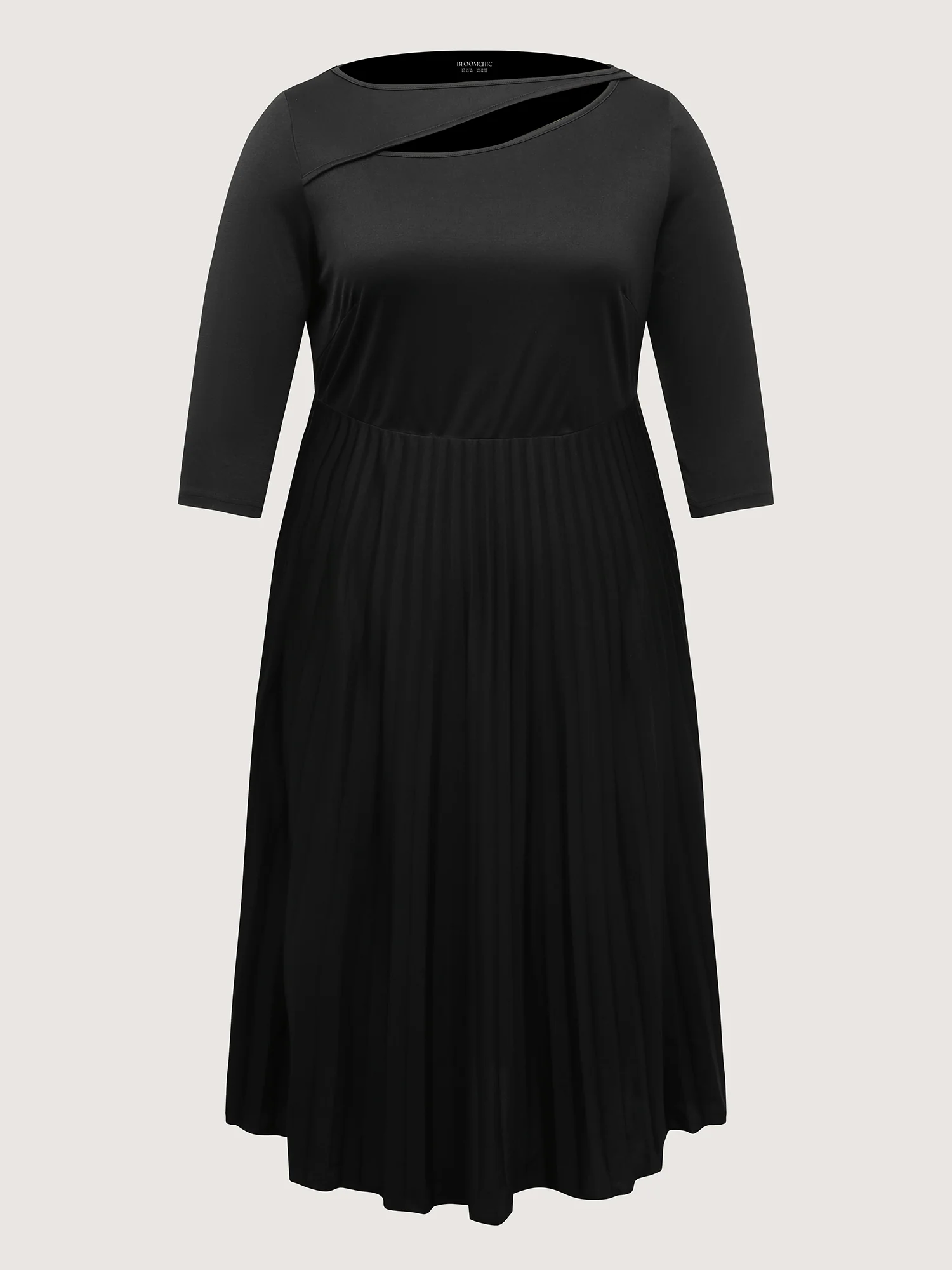 Neck Cut-Out Pleated Stretchy Midi Dress - Image 7