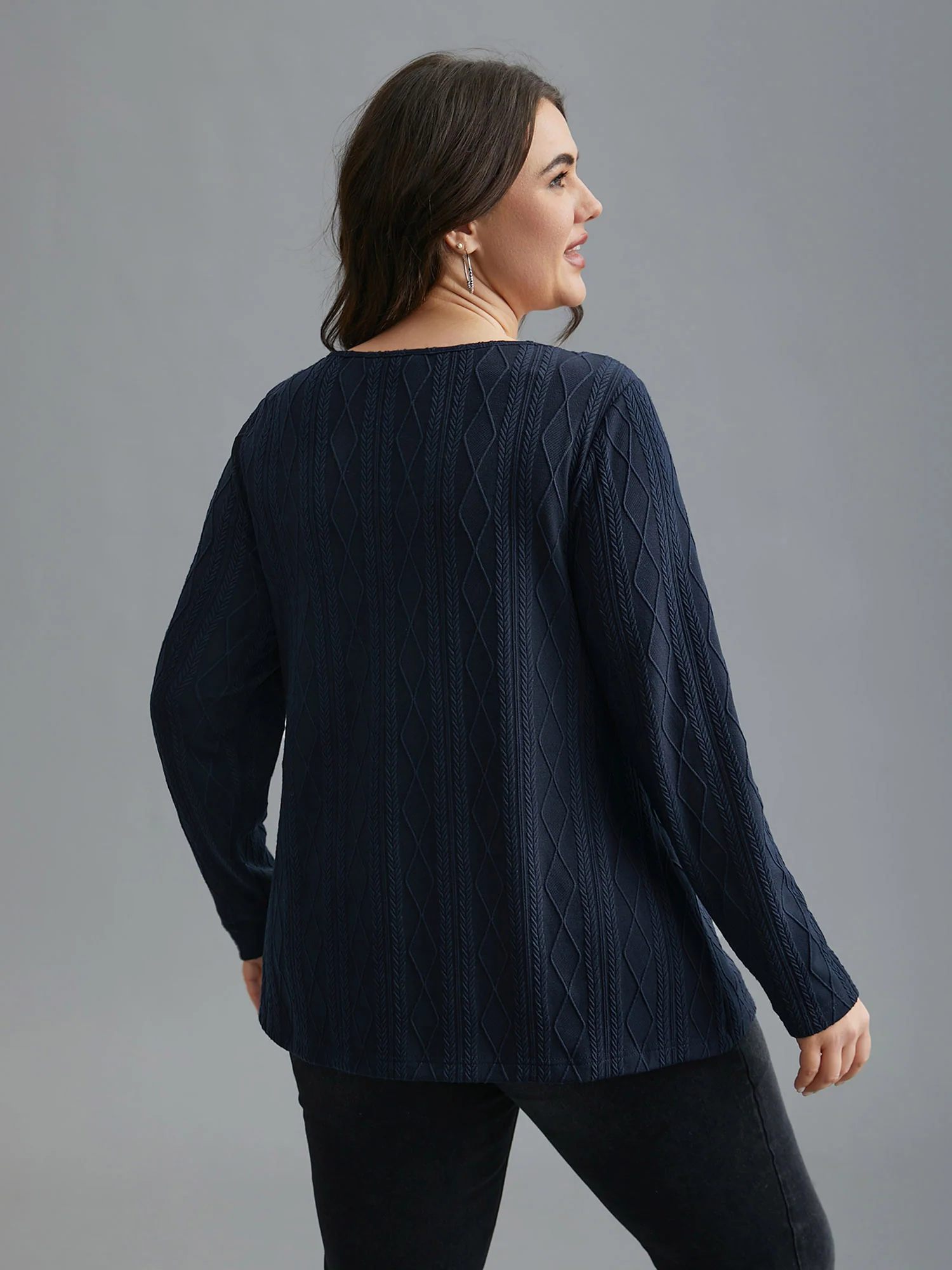Neck Cut-Out Slim-Fit Textured Knit Top - Image 5