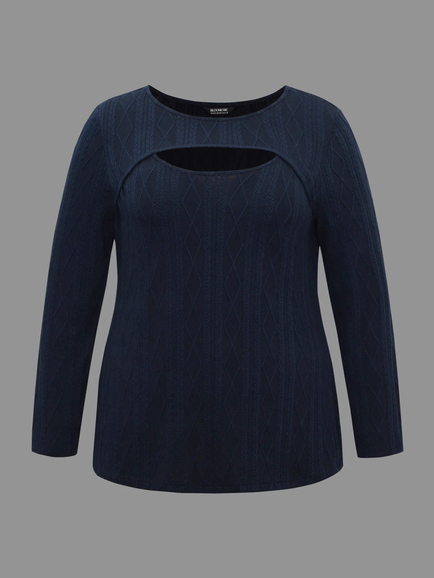 Neck Cut-Out Slim-Fit Textured Knit Top - Image 8