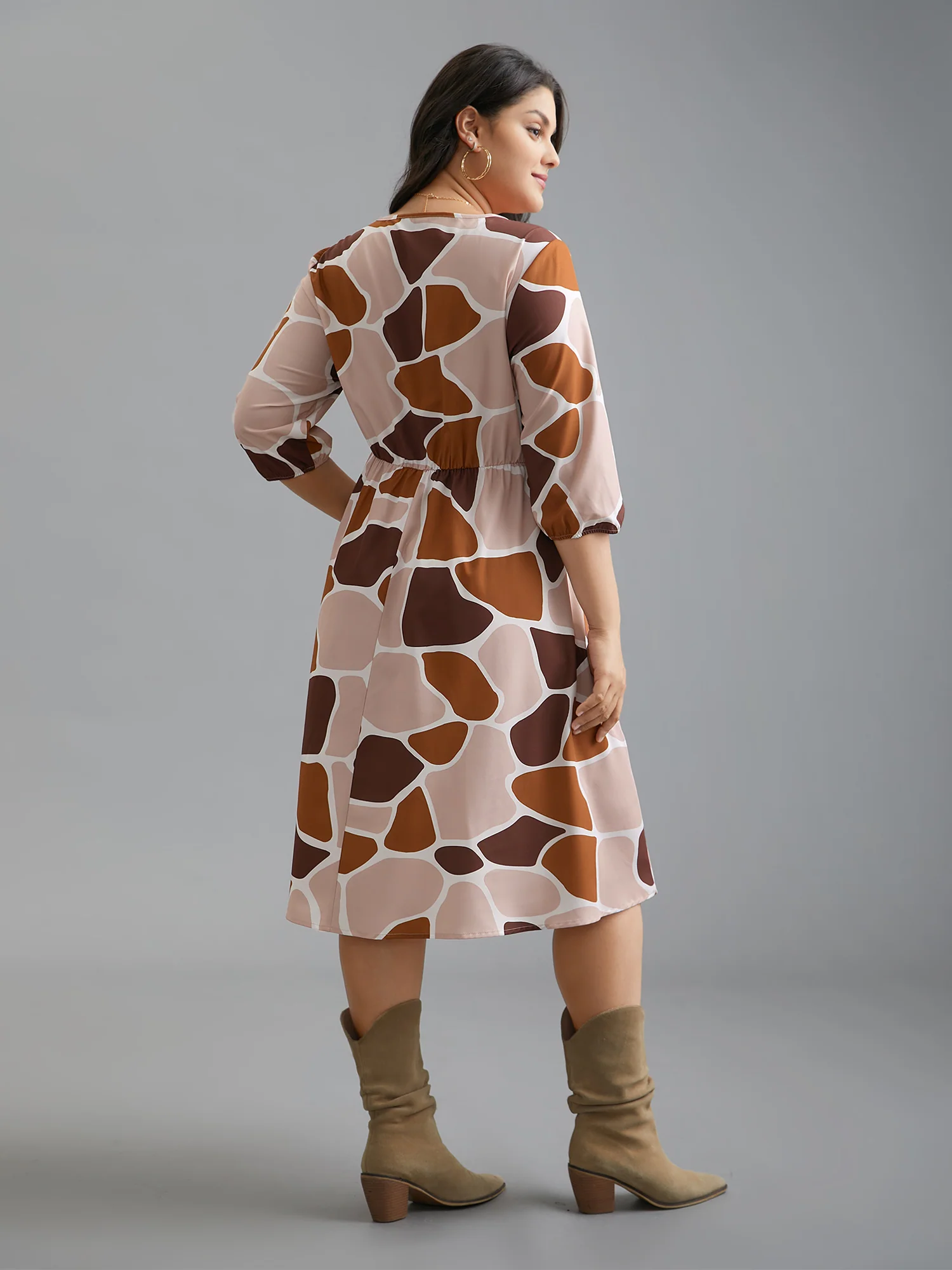 Neck-Tie Color Block Waist Cinched  Dress - Image 6