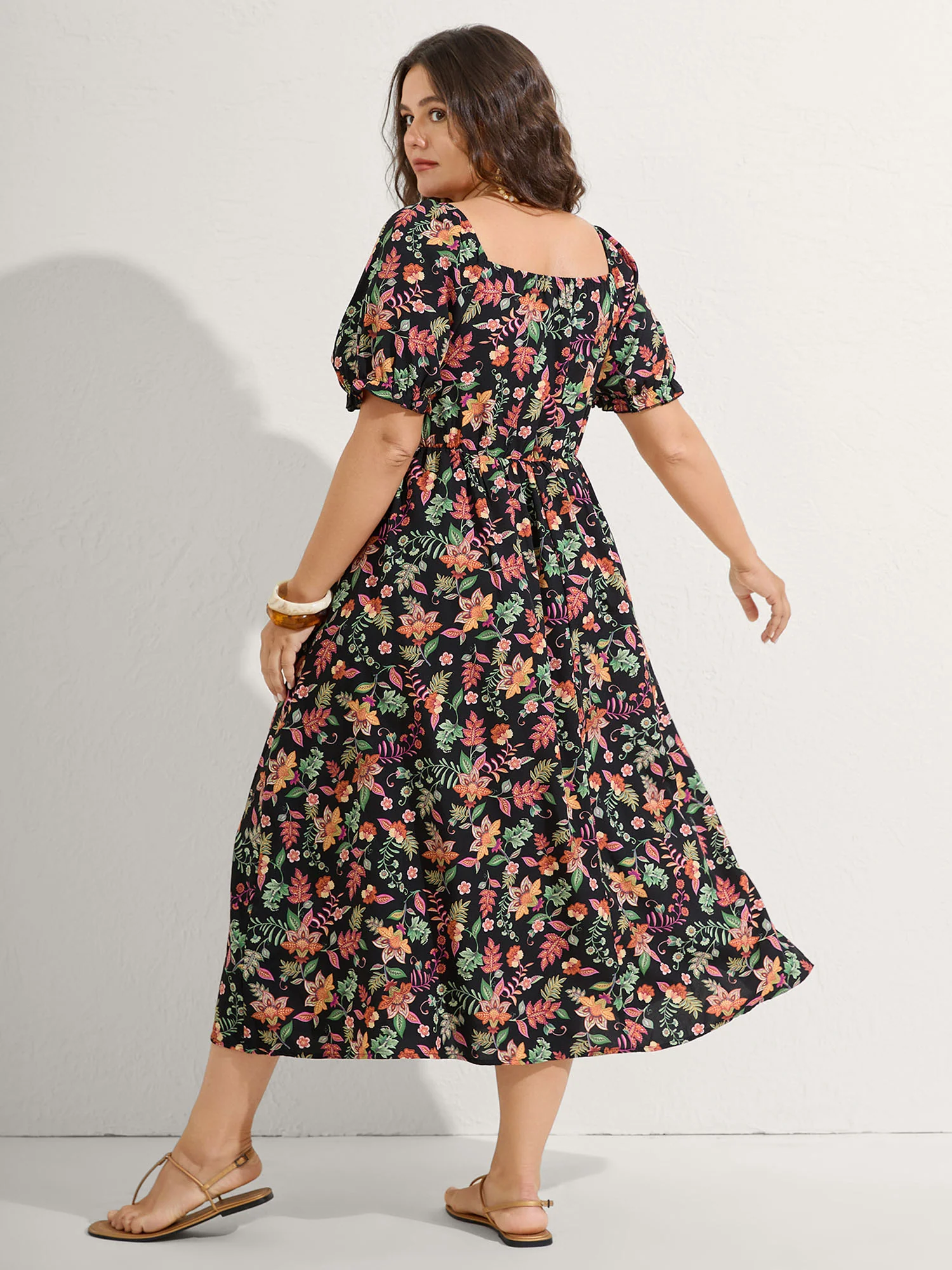 Net Shirred Paisley Print Midi Dress - Image 6