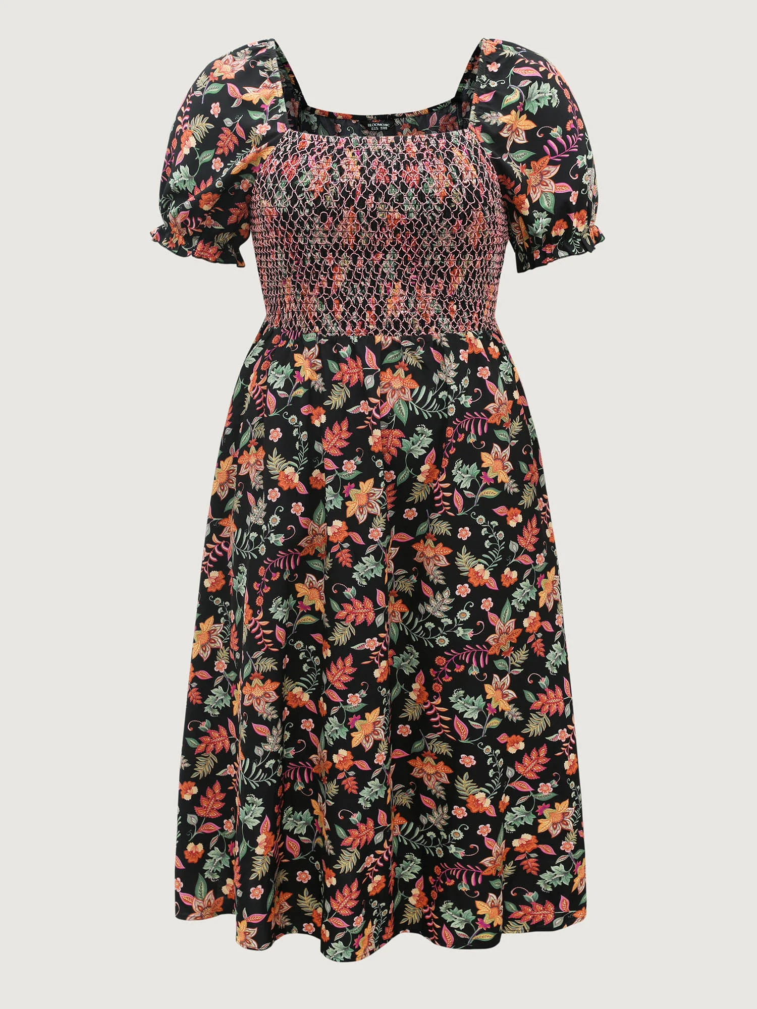 Net Shirred Paisley Print Midi Dress - Image 9