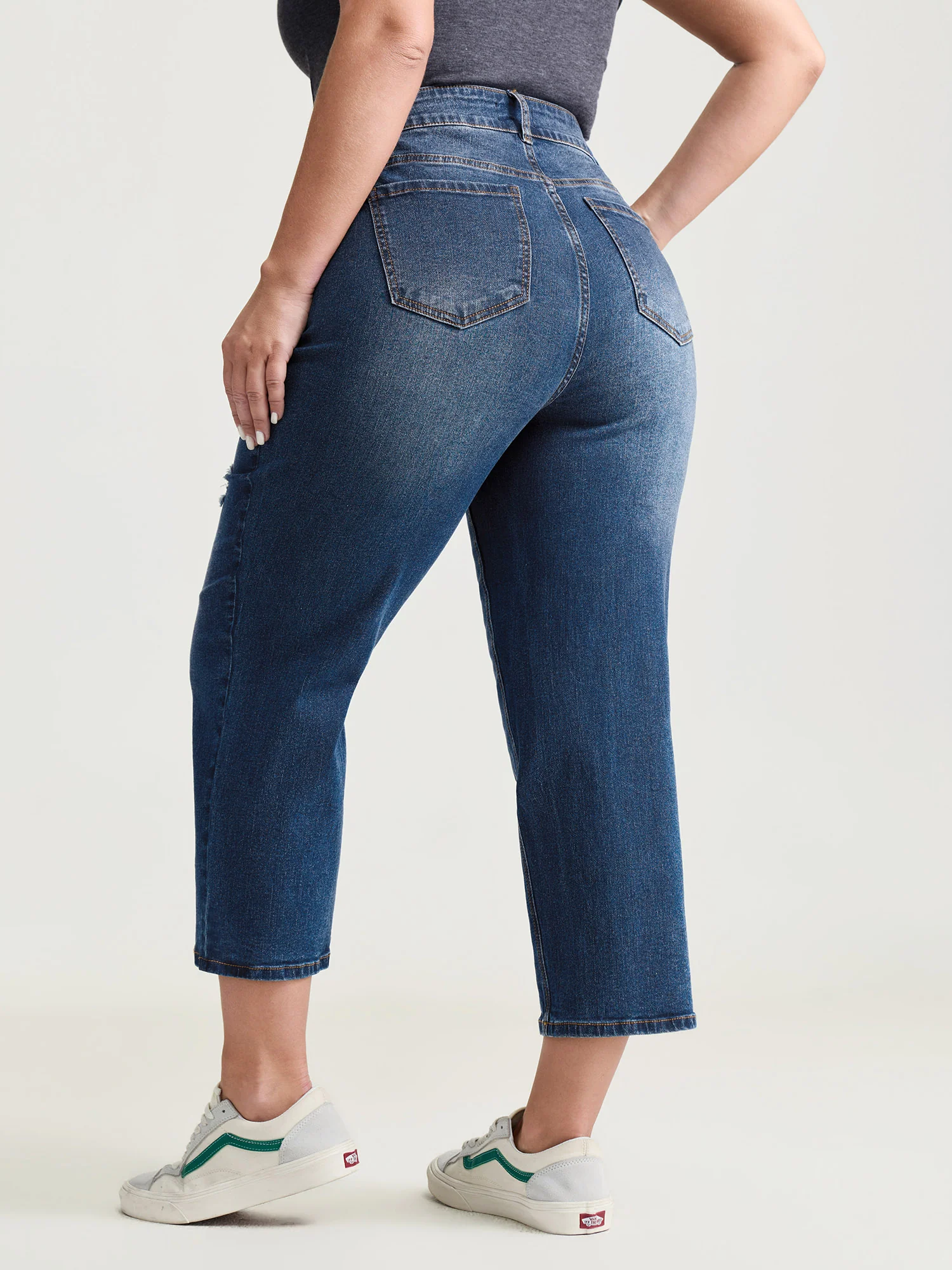 No-Gap Waist Distressed Cropped Jeans - Image 6