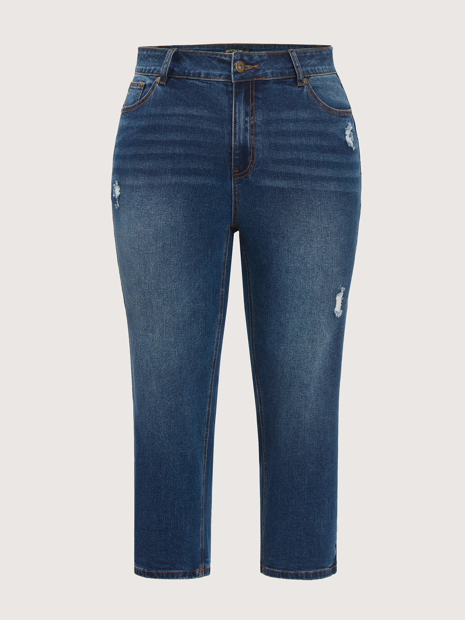 No-Gap Waist Distressed Cropped Jeans - Image 9