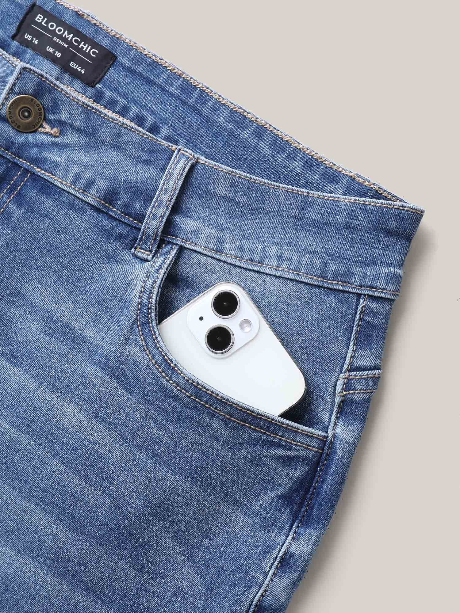 No-Gap Waist Stretchy Faded Jeans - Image 6