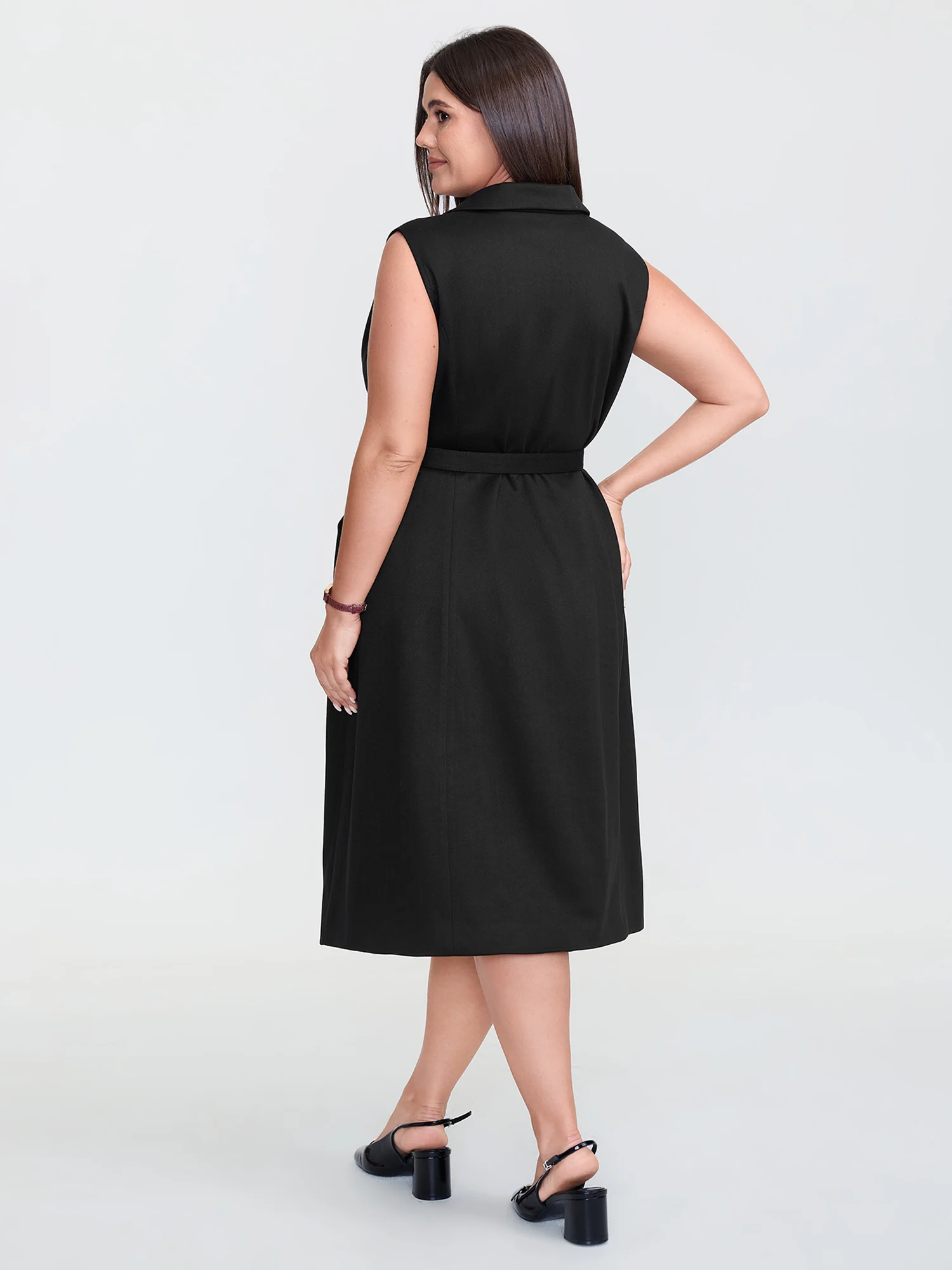 Notch Collar Button Placket Adjustable Coat - Image 4